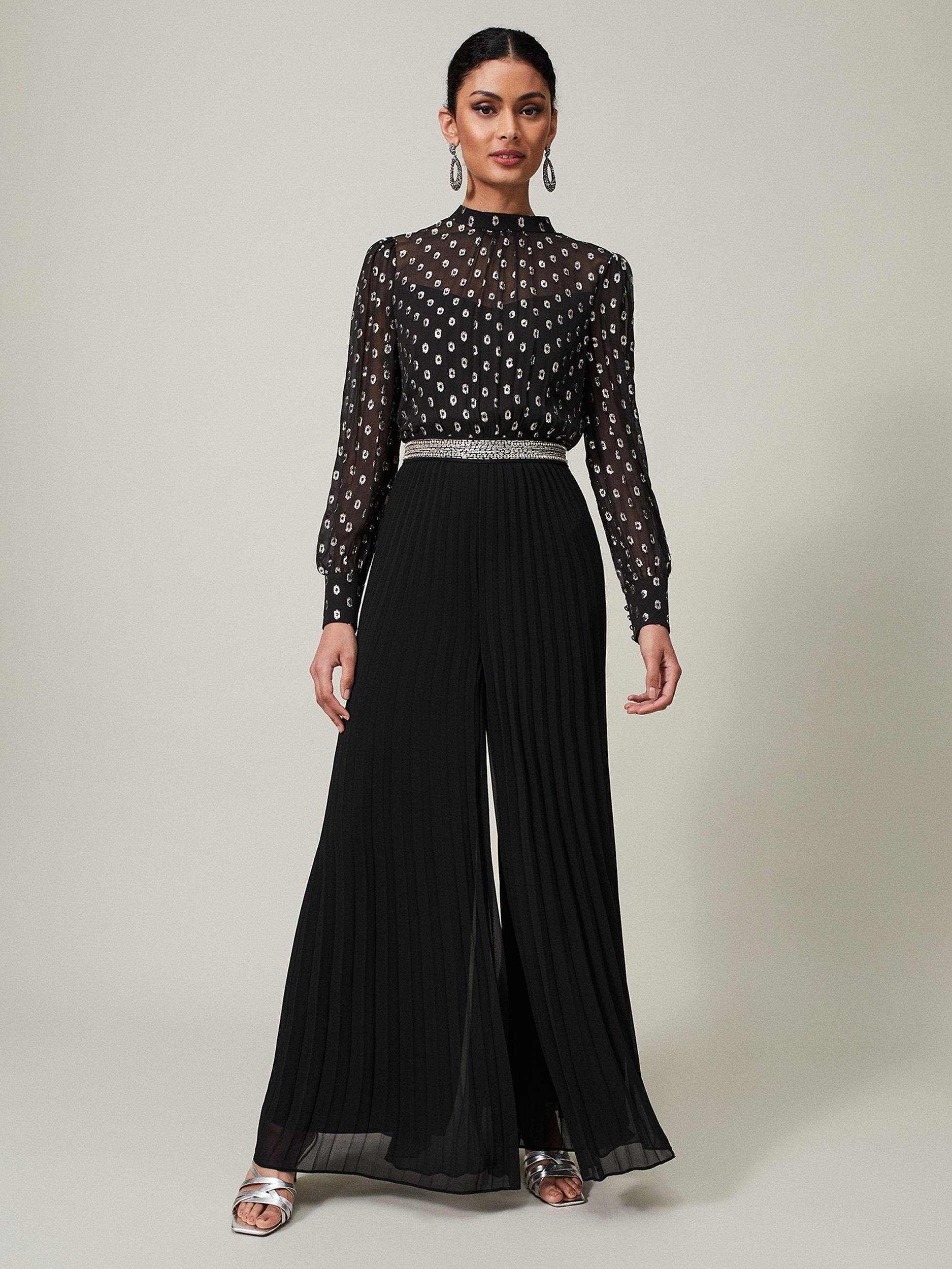 Phase Eight Charley Pleated Wide Leg Jumpsuit, Black