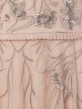 Phase Eight Zena Beaded Tulle Maxi Dress, Pale Pink/Silver