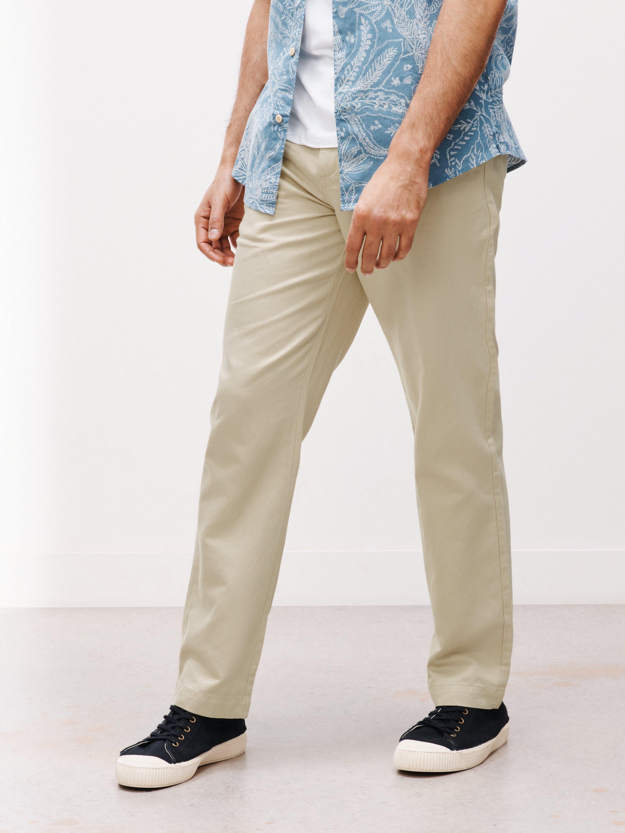 John Lewis Straight Fit Cotton Linen Chinos, Neutral