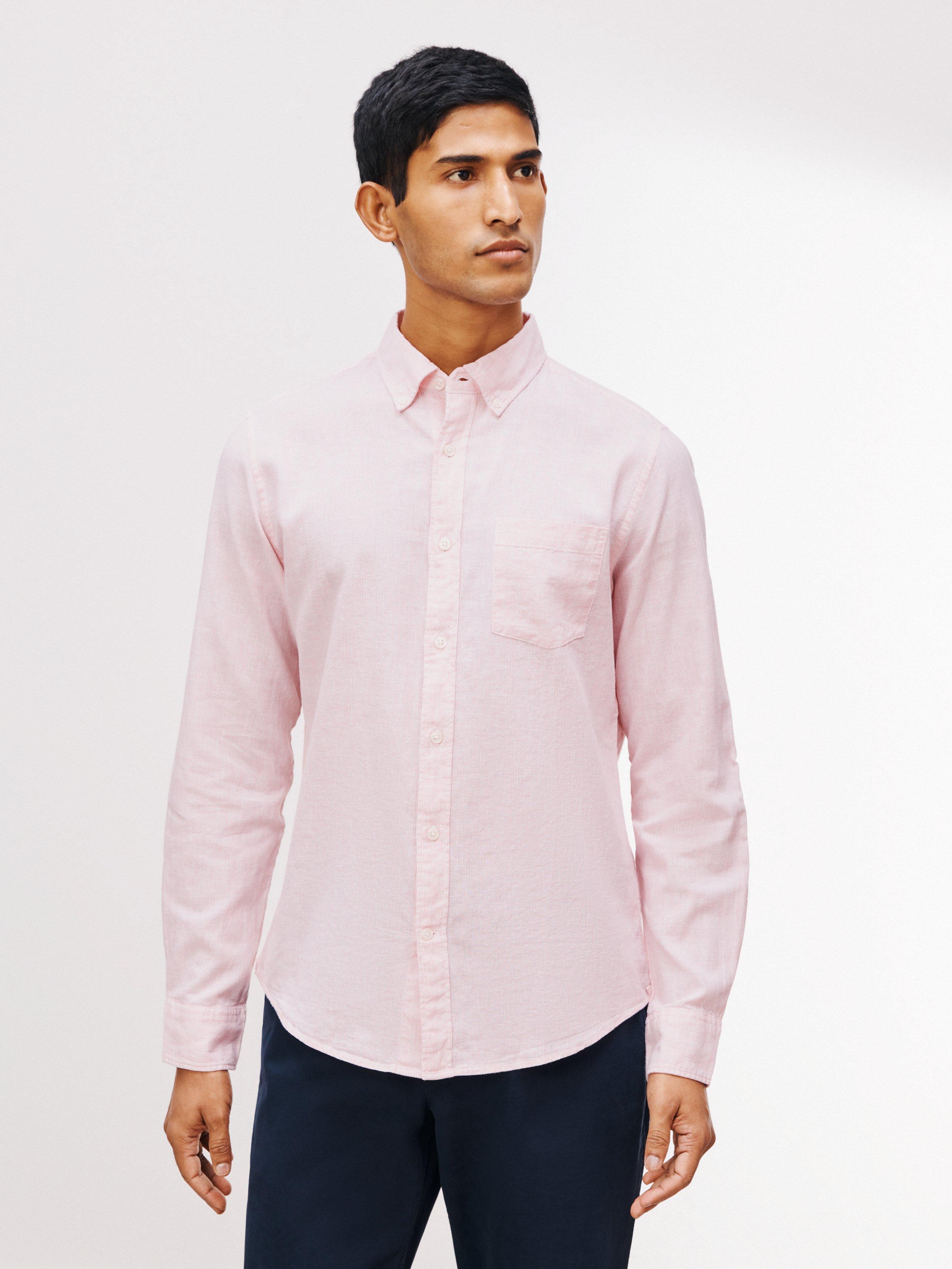 John Lewis Slim Fit Cotton Linen Long Sleeve Shirt, Pink