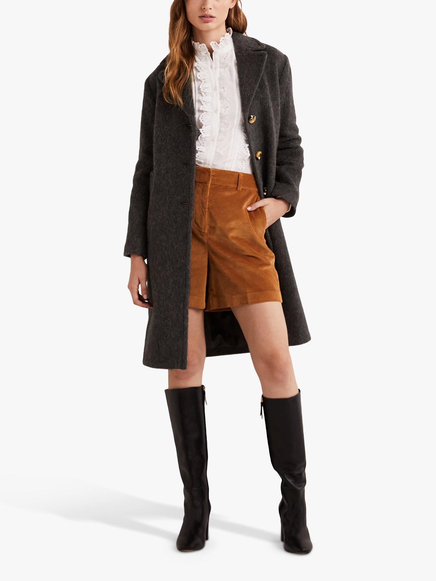 Boden Italian Wool Blend Collared Coat, Charcoal