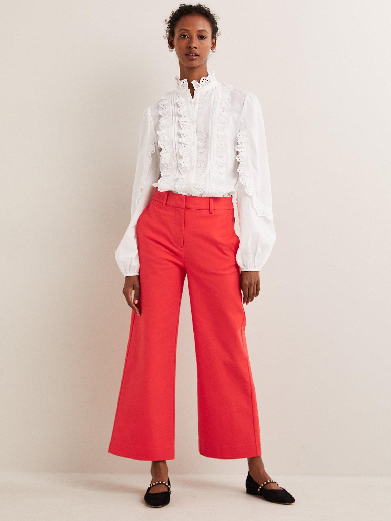 Boden High Waist Trousers, Strawberry Tart Red