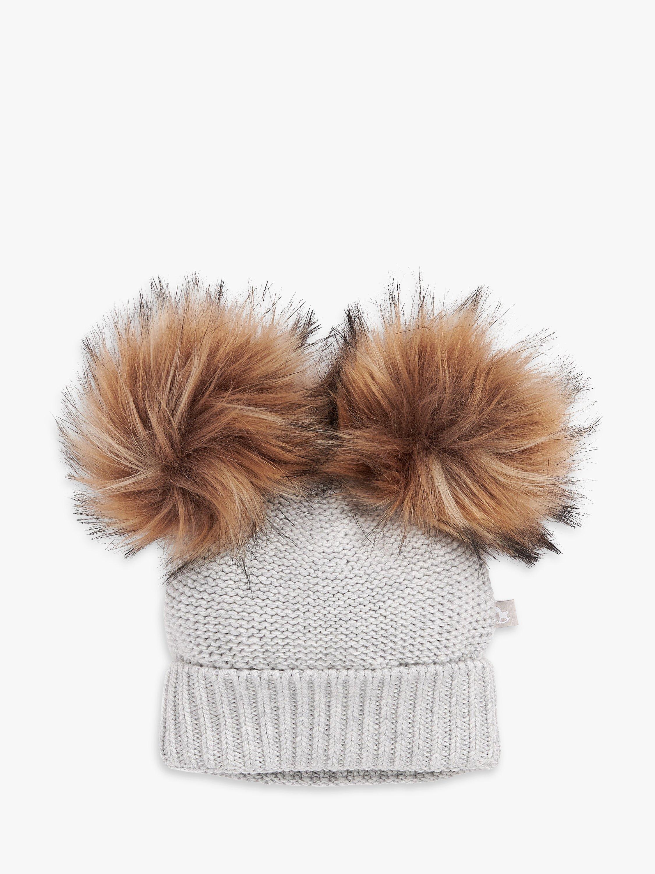 Product image 2 of 4, which shows The Little Tailor Kids' Pom Pom Hat, Grey, 0-6 months