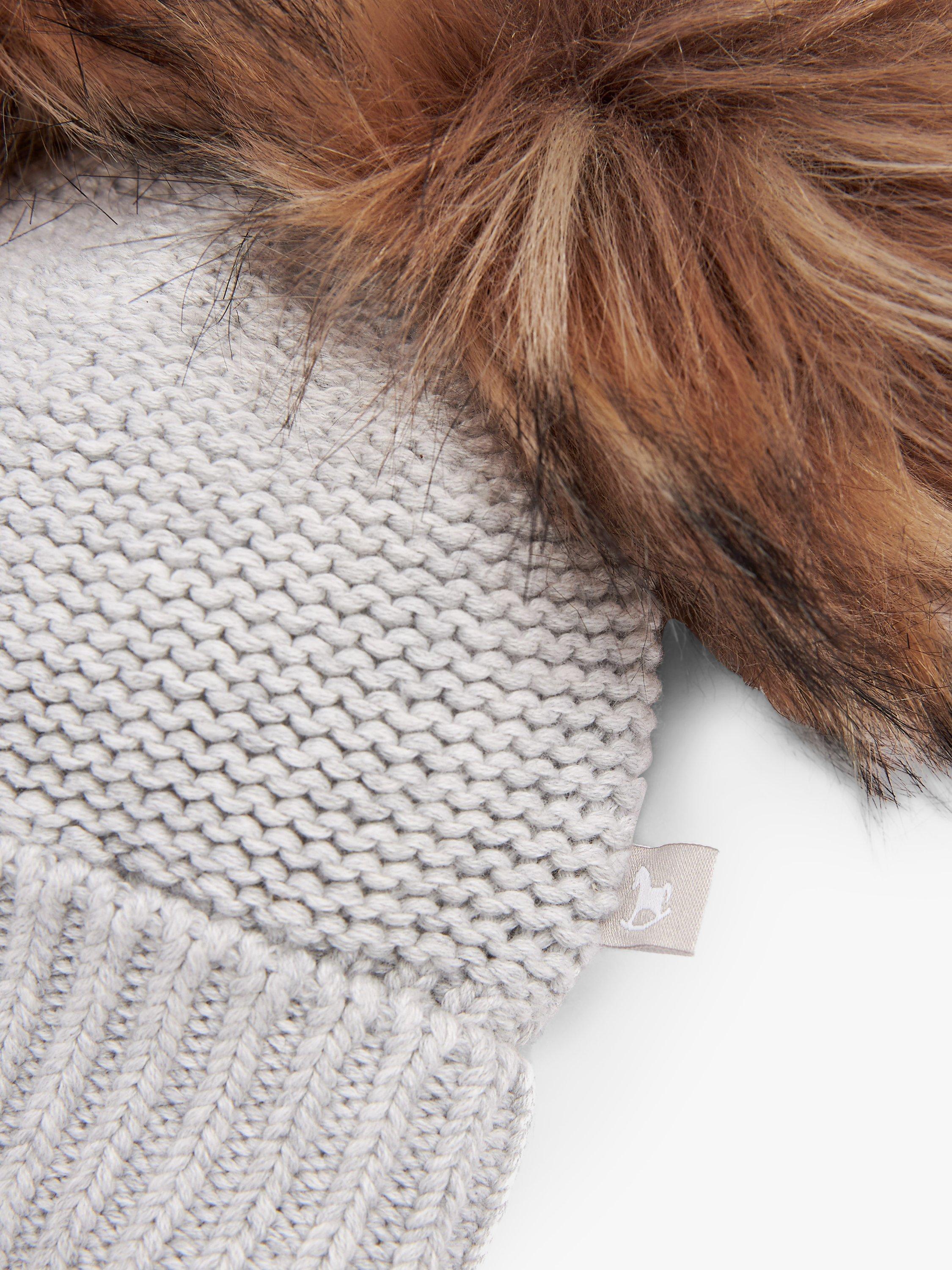 Product image 3 of 4, which shows The Little Tailor Kids' Pom Pom Hat, Grey, 0-6 months