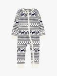 The Little Tailor Baby Christmas Fairisle Sleepsuit, Cream