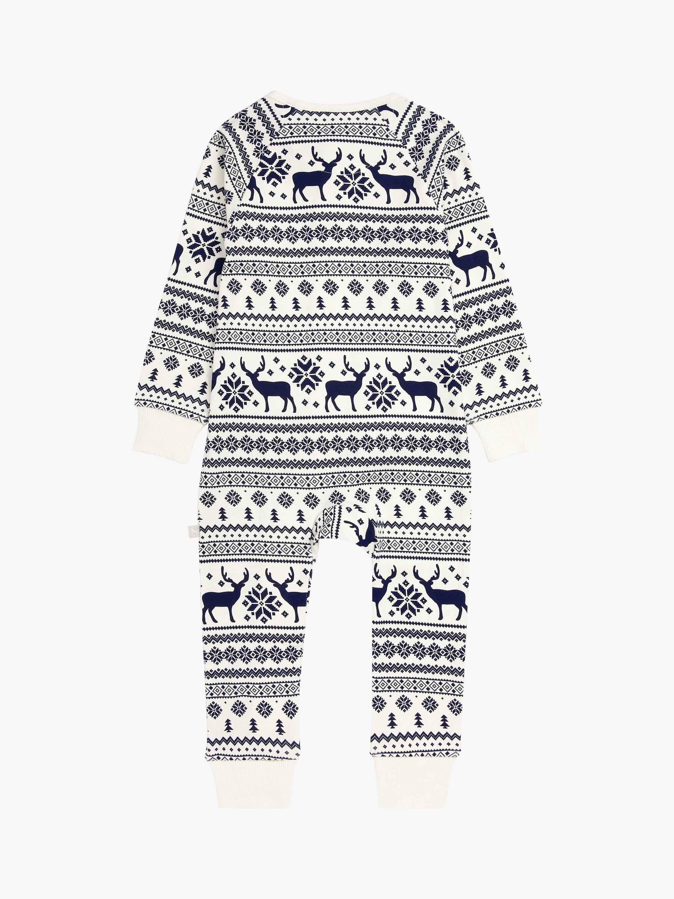 Product image 2 of 6, which shows The Little Tailor Baby & Kids Christmas Fair Isle Sleepsuit, Cream, 0-3 months