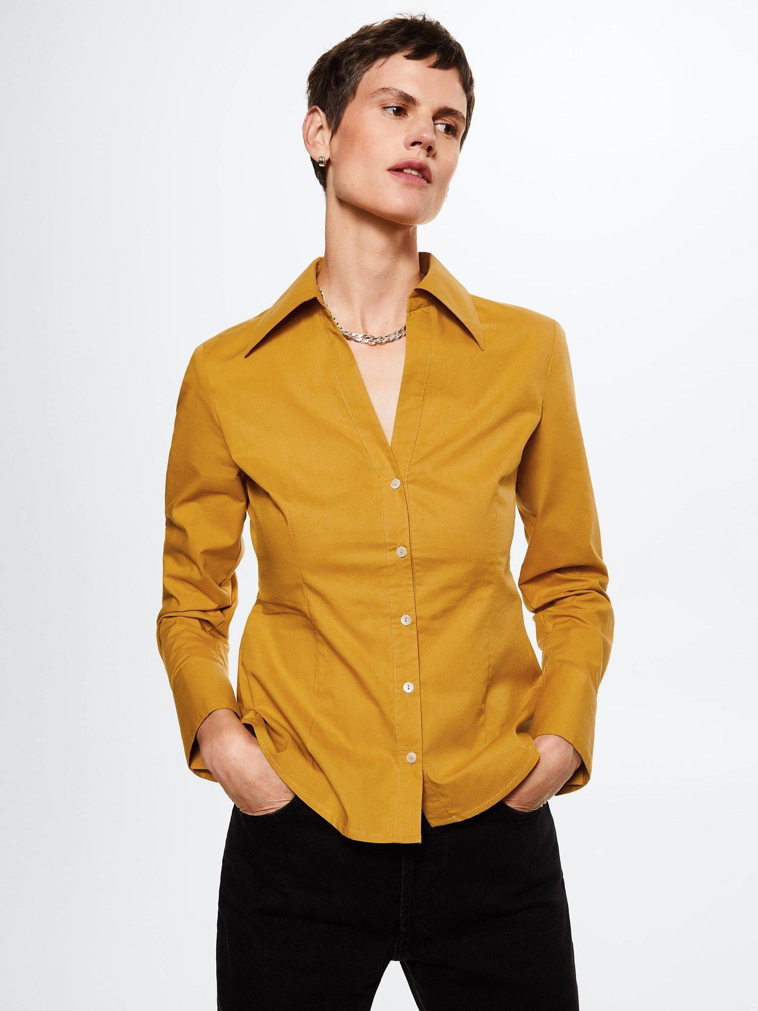 Mango Cotton Shirt, Yellow, 8