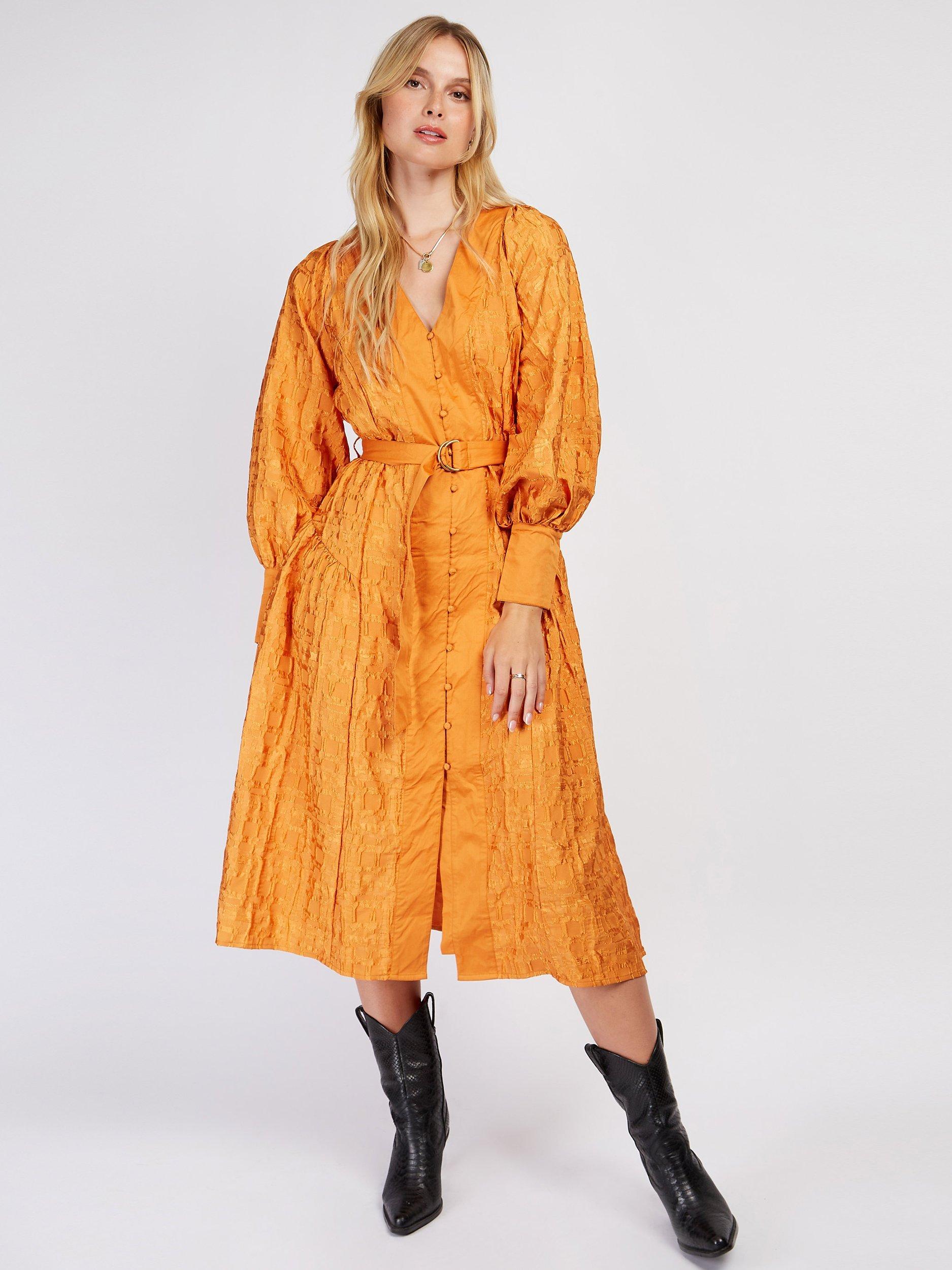 Somerset by Alice Temperley Jacquard Button Front Midi Shirt Dress, Desert Sun