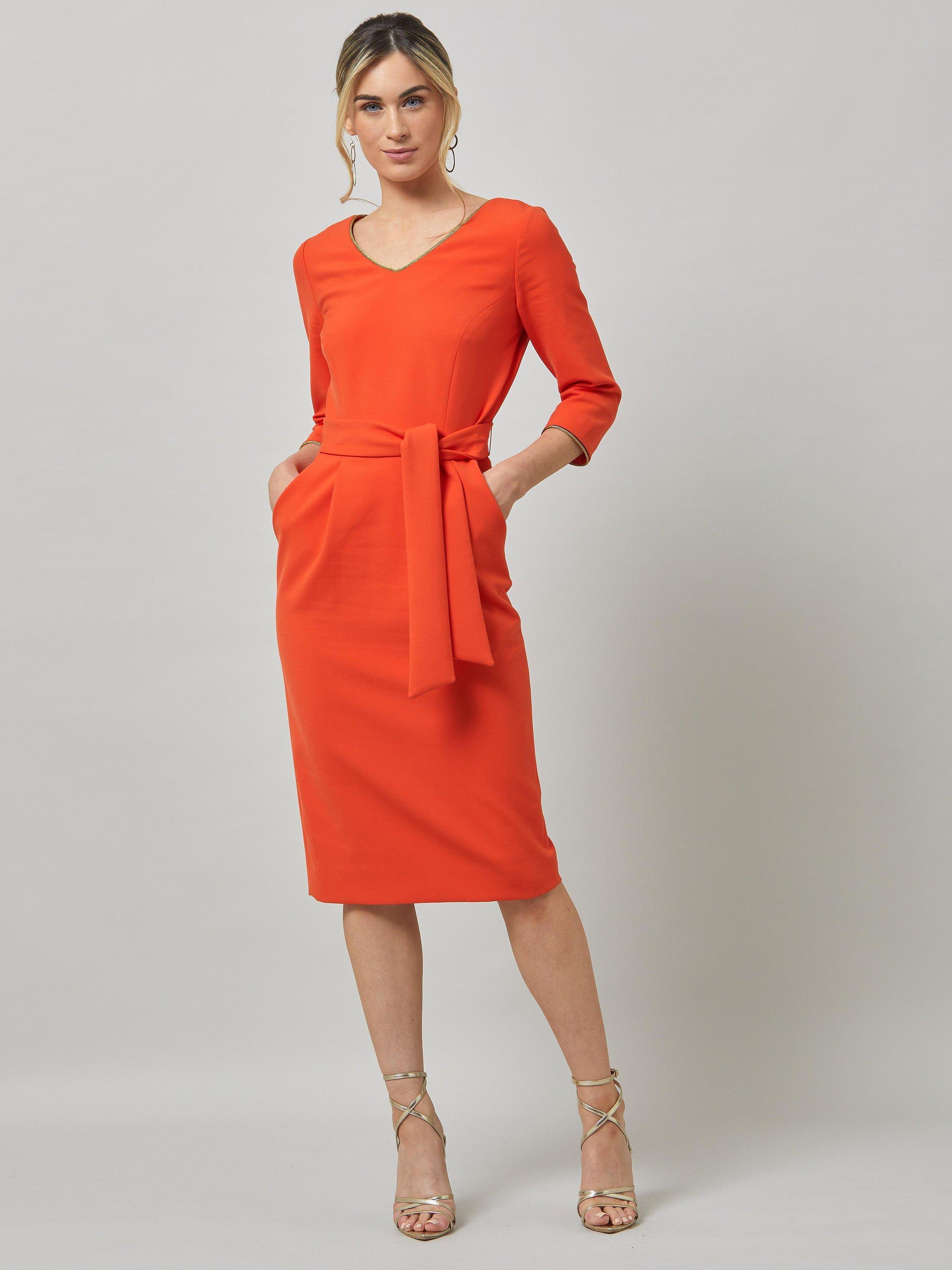 Helen McAlinden Astrid Orange Midi Dress, Orange