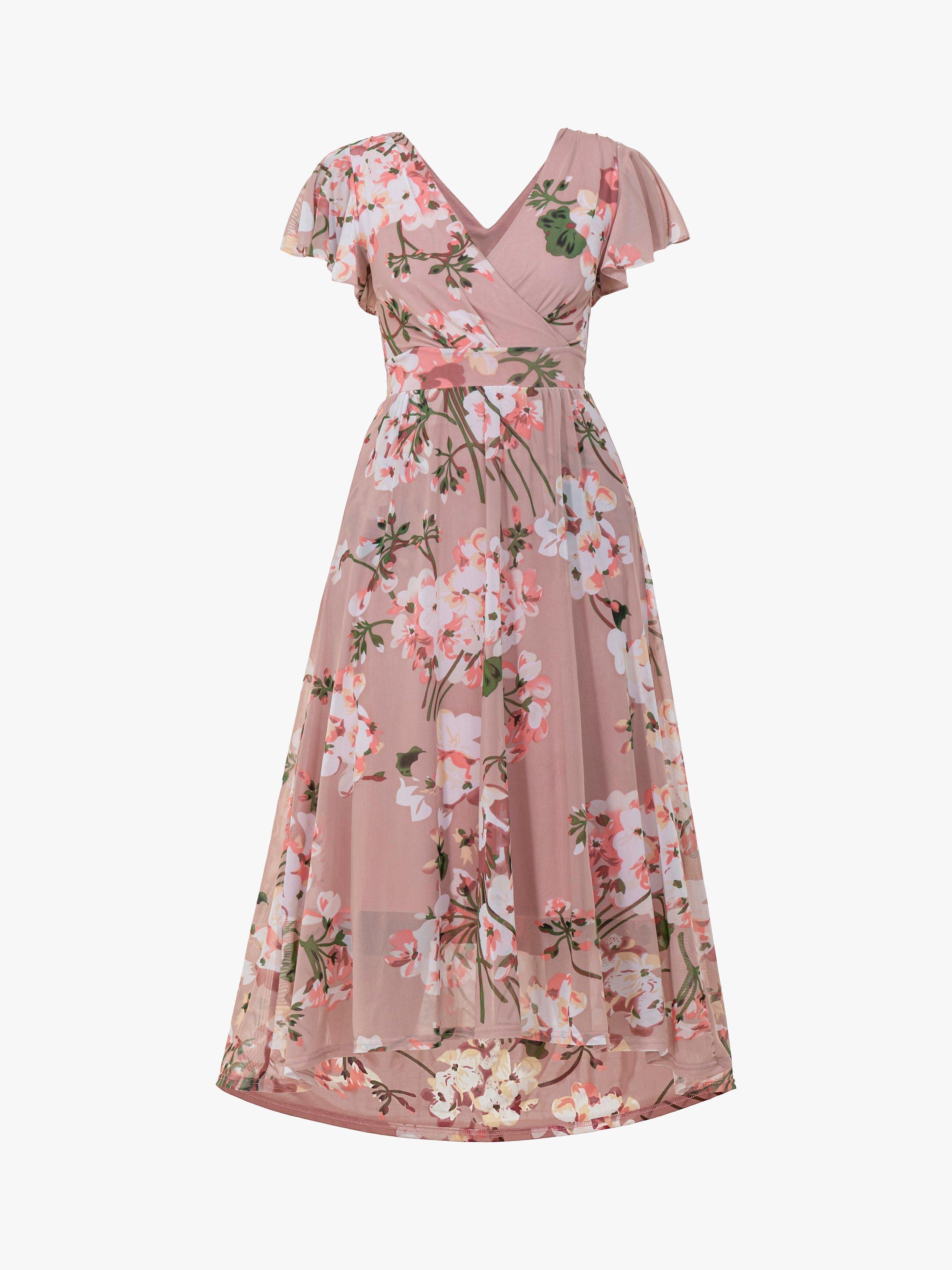 Jolie Moi Eleanor Floral Print Wrap Neck Maxi Dress Pink Multi