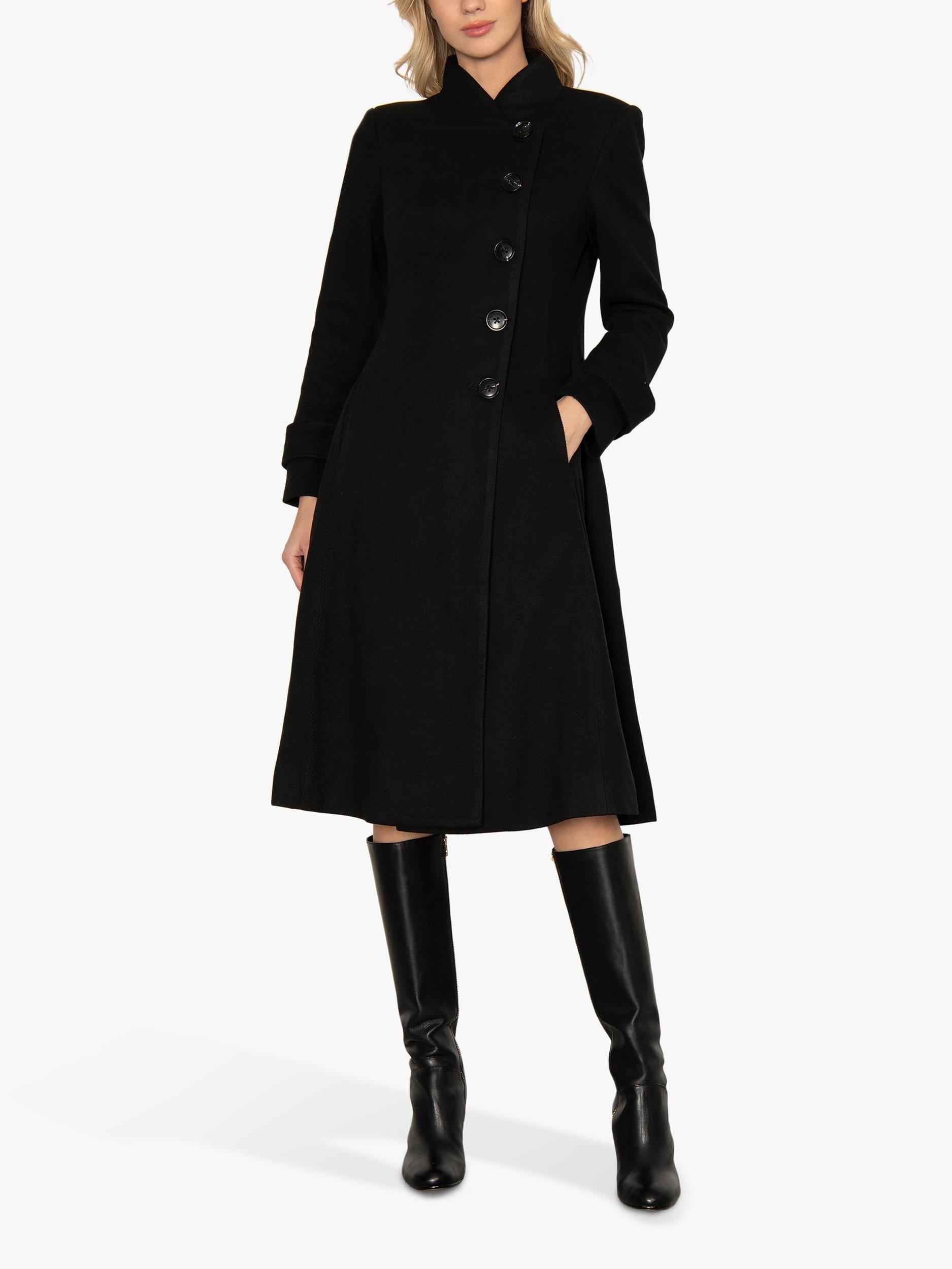 Jolie Moi Celesta Fit and Flare Coat Black