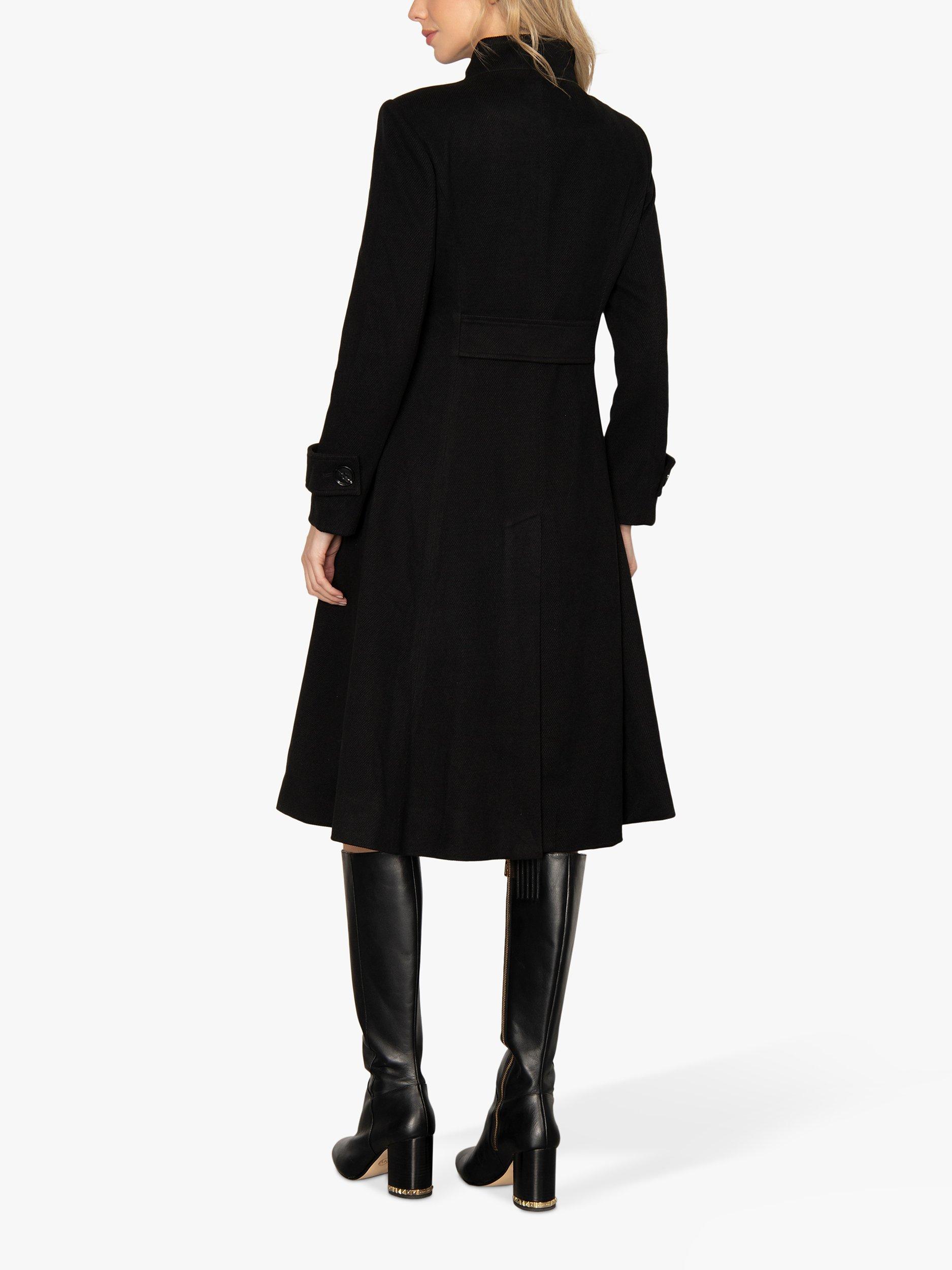 Black fit and flare coat hotsell