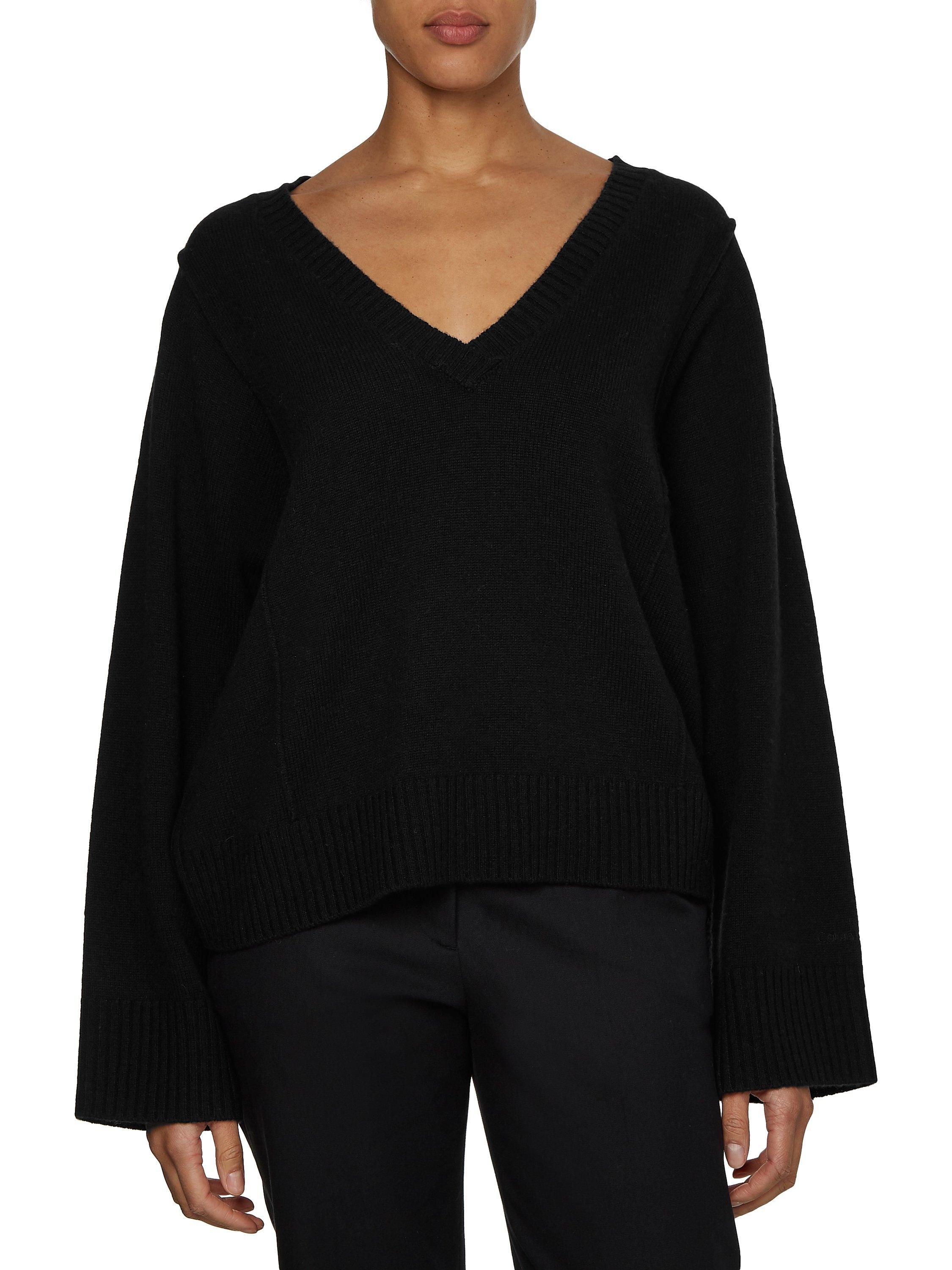 Product image 1 of 2, which shows Calvin Klein Cashmere V-Neck Jumper, Black, XS-S