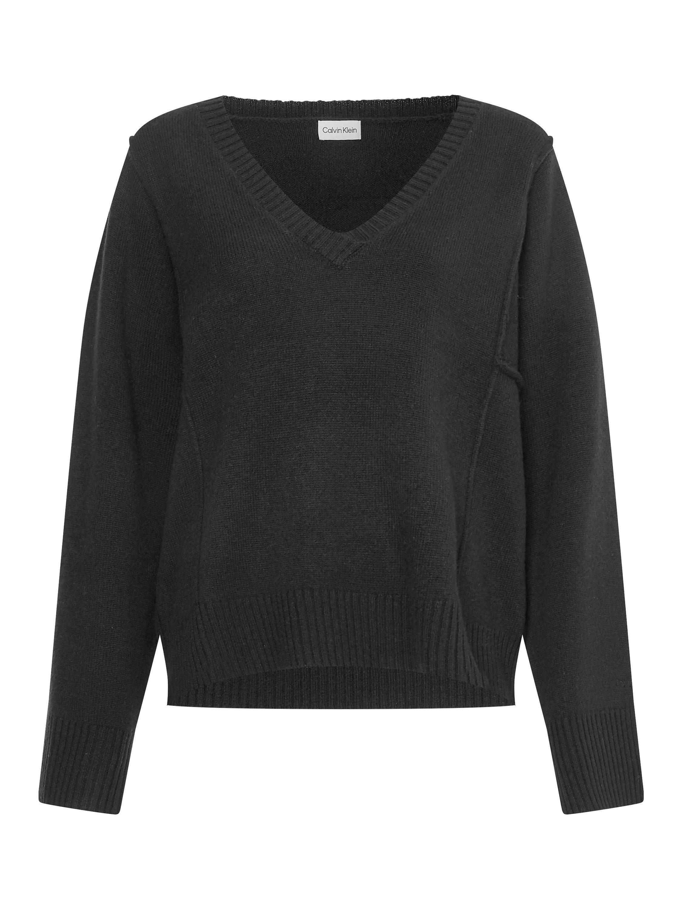Product image 2 of 2, which shows Calvin Klein Cashmere V-Neck Jumper, Black, XS-S