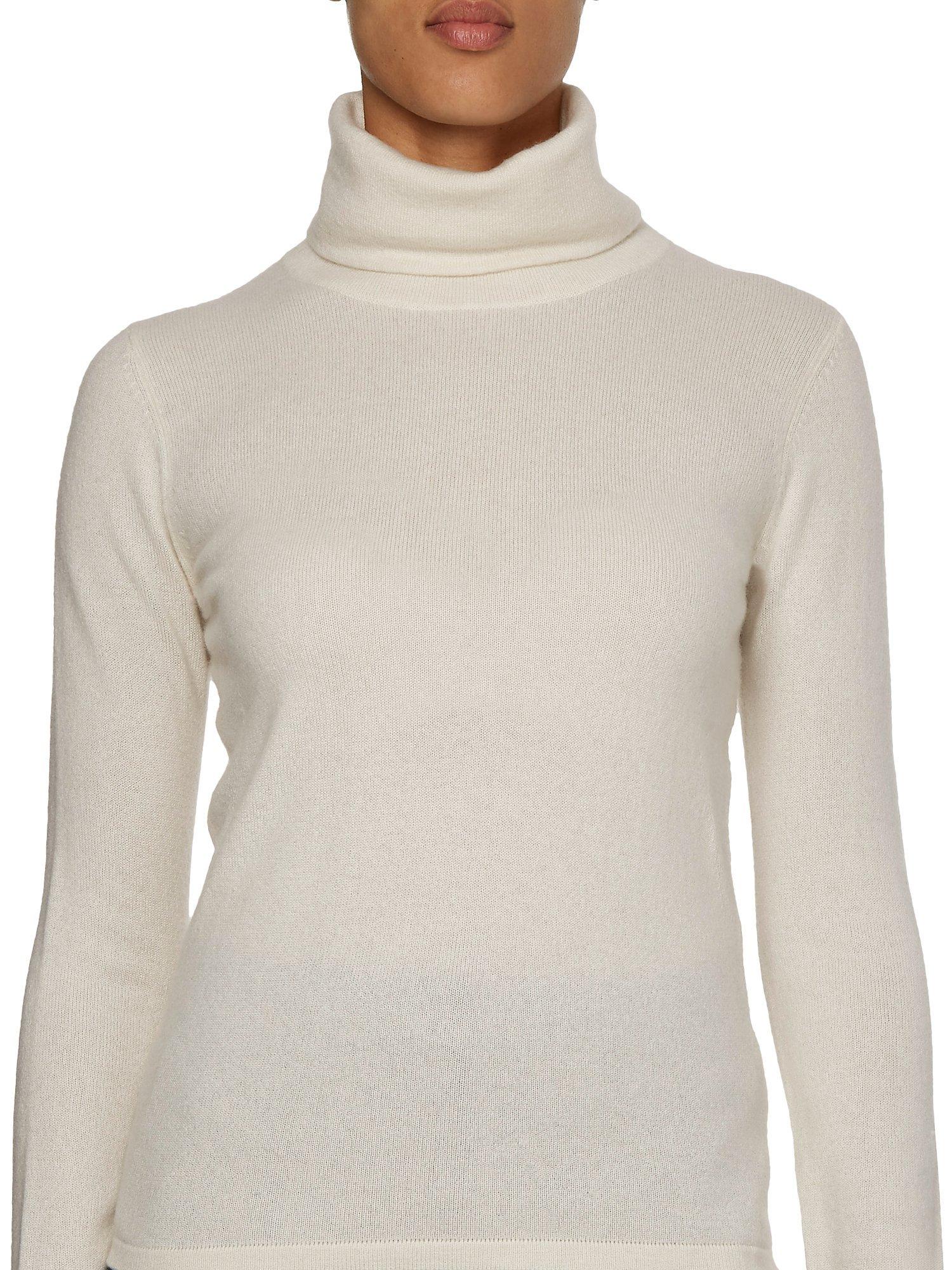 Product image 1 of 2, which shows Calvin Klein Cashmere Roll Neck Jumper, Cream, XS