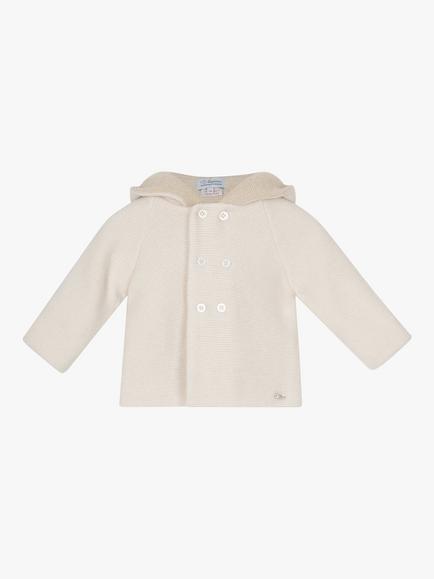 Trotters Baby Wool Cashmere Blend Hooded Teddy Coat, Off White, Off White