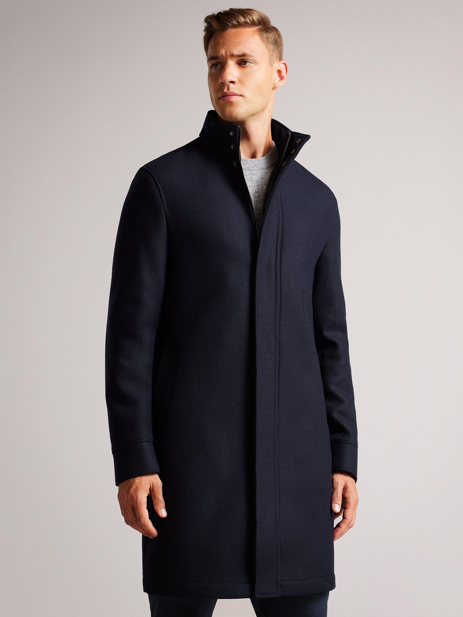 Ted Baker Icomb Wool Blend Funnel Neck Coat