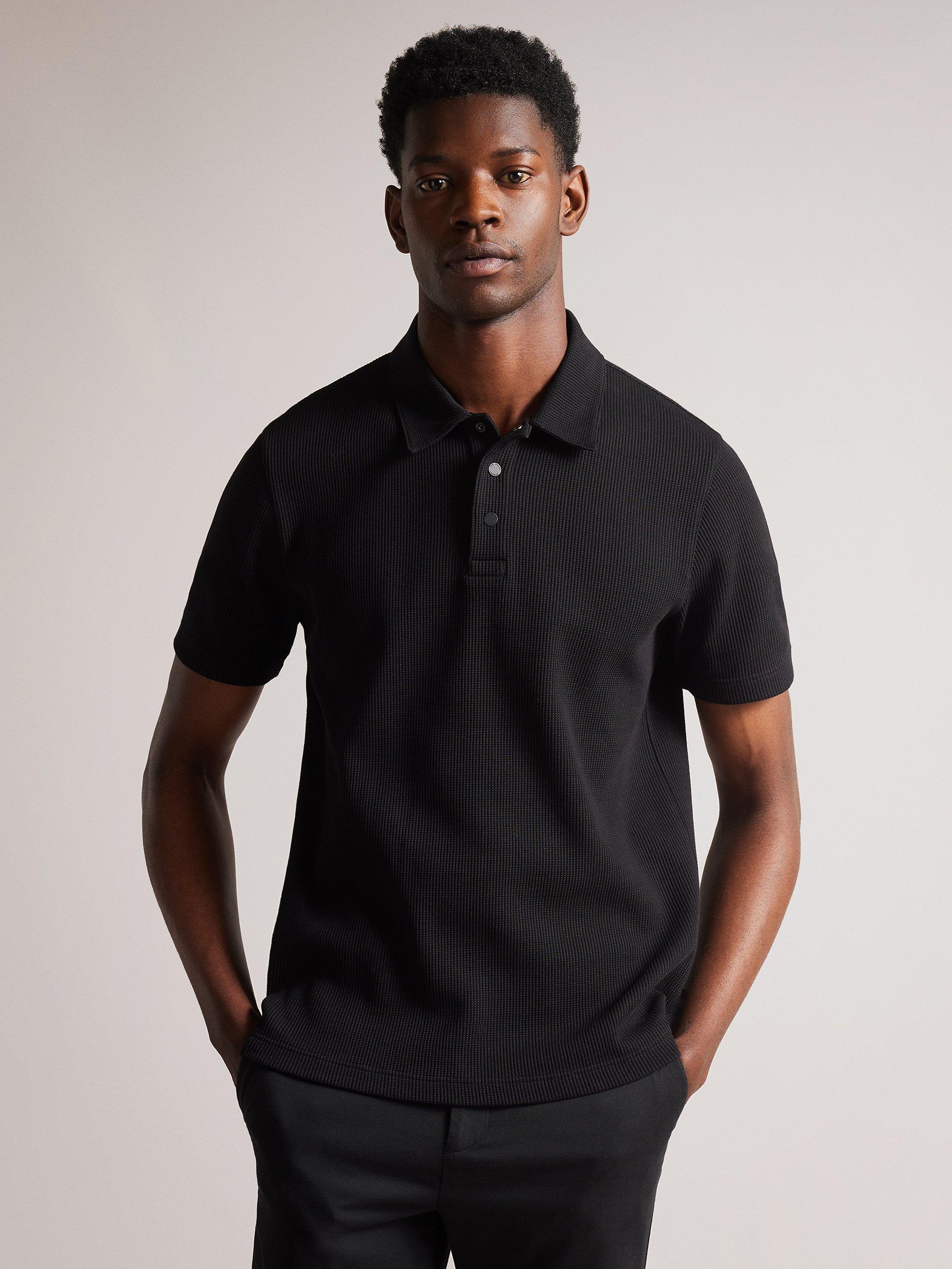 Ted Baker Bute Textured Fit Polo Shirt, Black