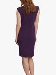 Gina Bacconi Chaselynn Plain Diamante Brooch Shift Dress, Fuchsia, Plum