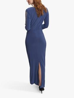 Gina Bacconi Gretchen Ruched Maxi Dress, Wedgewood - view 2, Wedgewood
