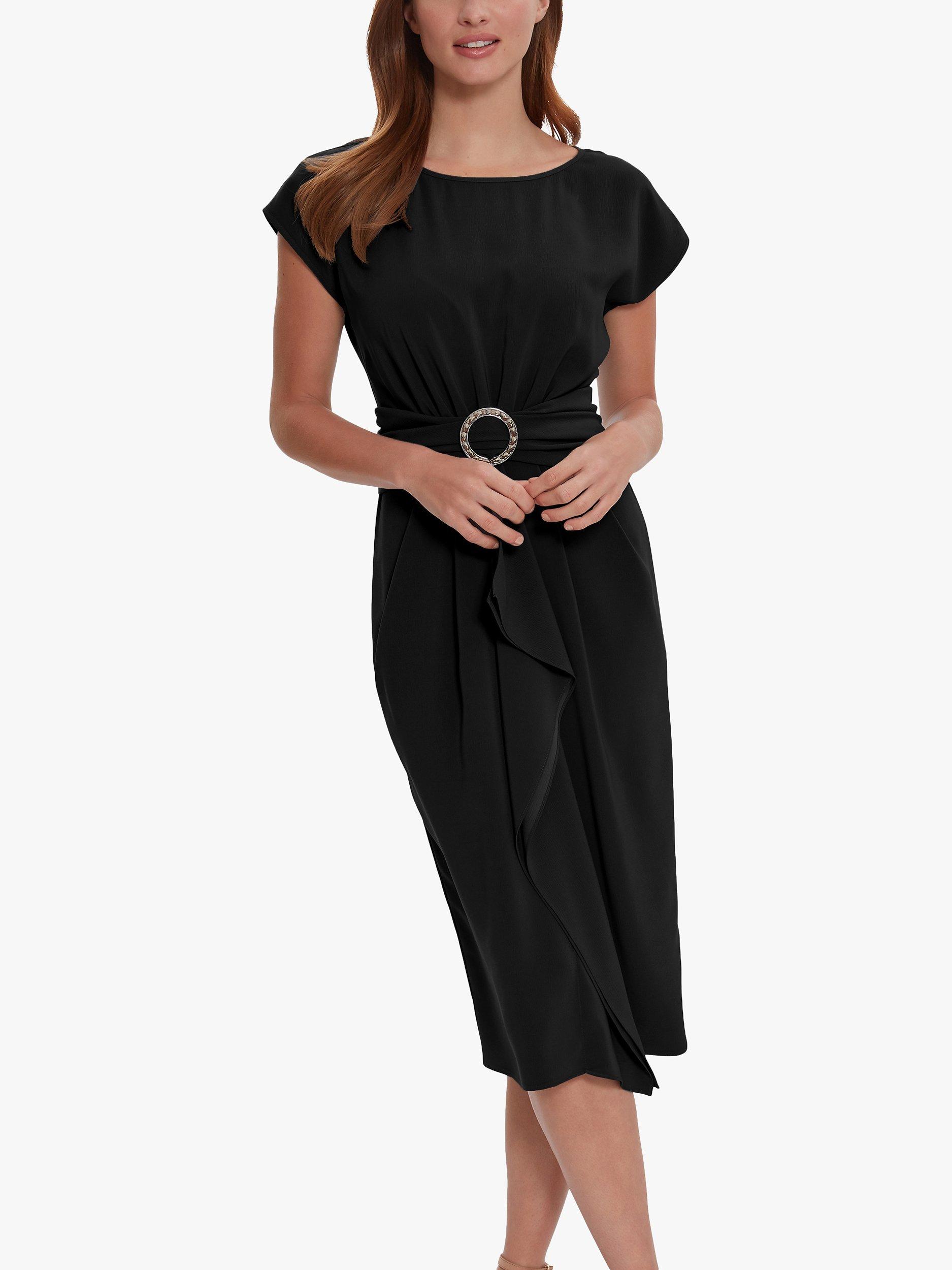 Gina Bacconi Pelia Crepe Midi Dress, Black, 22