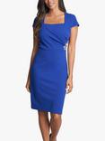 Gina Bacconi Briah Square Neck Crepe Shift Dress, Cosmic Blue, Cosmic Blue