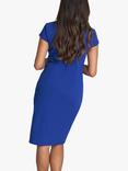 Gina Bacconi Briah Square Neck Crepe Shift Dress, Cosmic Blue, Cosmic Blue