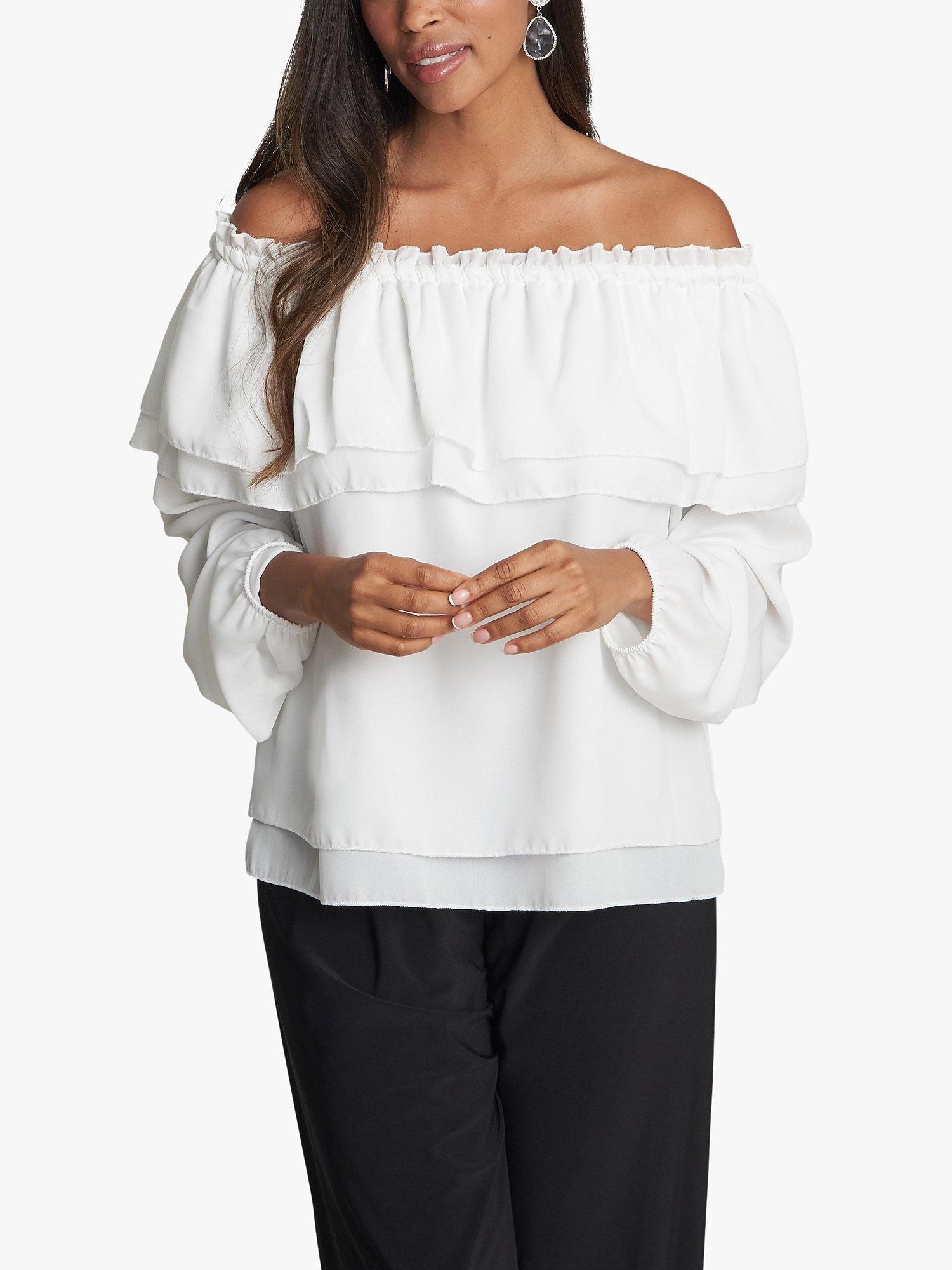 Gina Bacconi Tamora Tiered Blouse, White, S