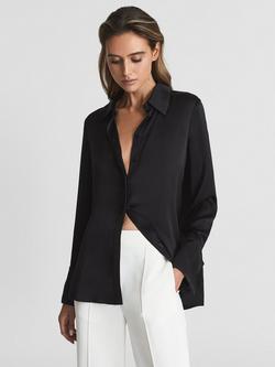Reiss Hailey Silk Shirt, Black
