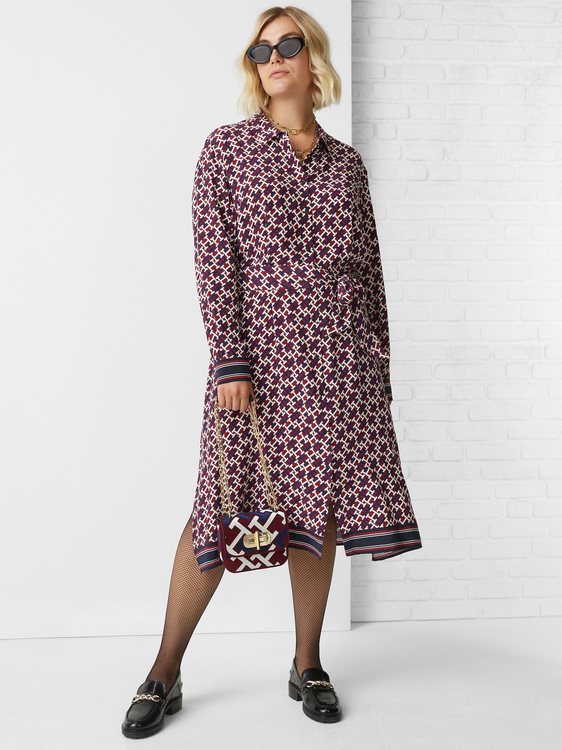 Product image 3 of 5, which shows Tommy Hilfiger Monogram Midi Curve Shirt Dress, Blue/Multi, XXL