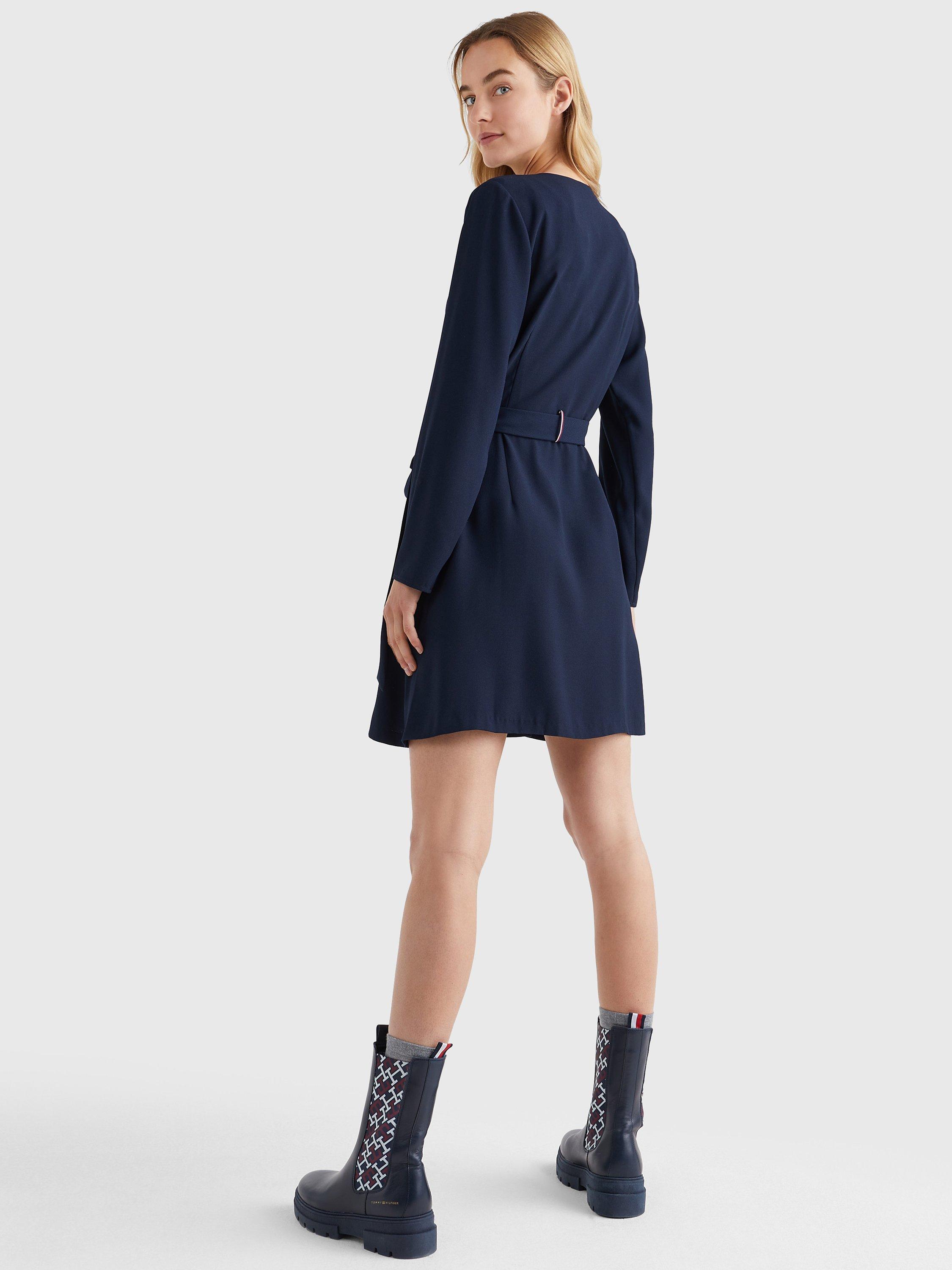 Product image 2 of 6, which shows Tommy Hilfiger Crepe Button Detail Wrap Dress, Desert Sky, 6