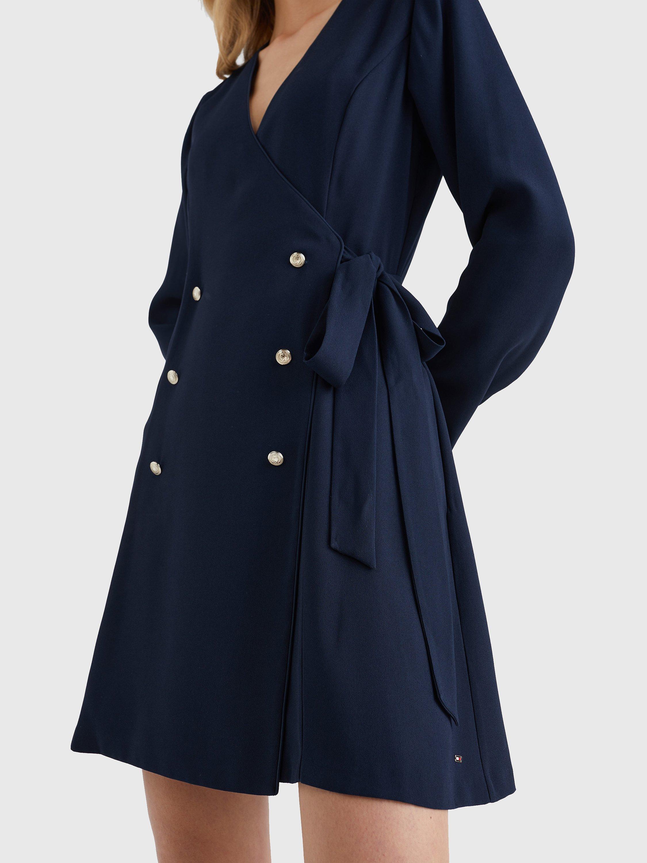 Product image 5 of 6, which shows Tommy Hilfiger Crepe Button Detail Wrap Dress, Desert Sky, 6