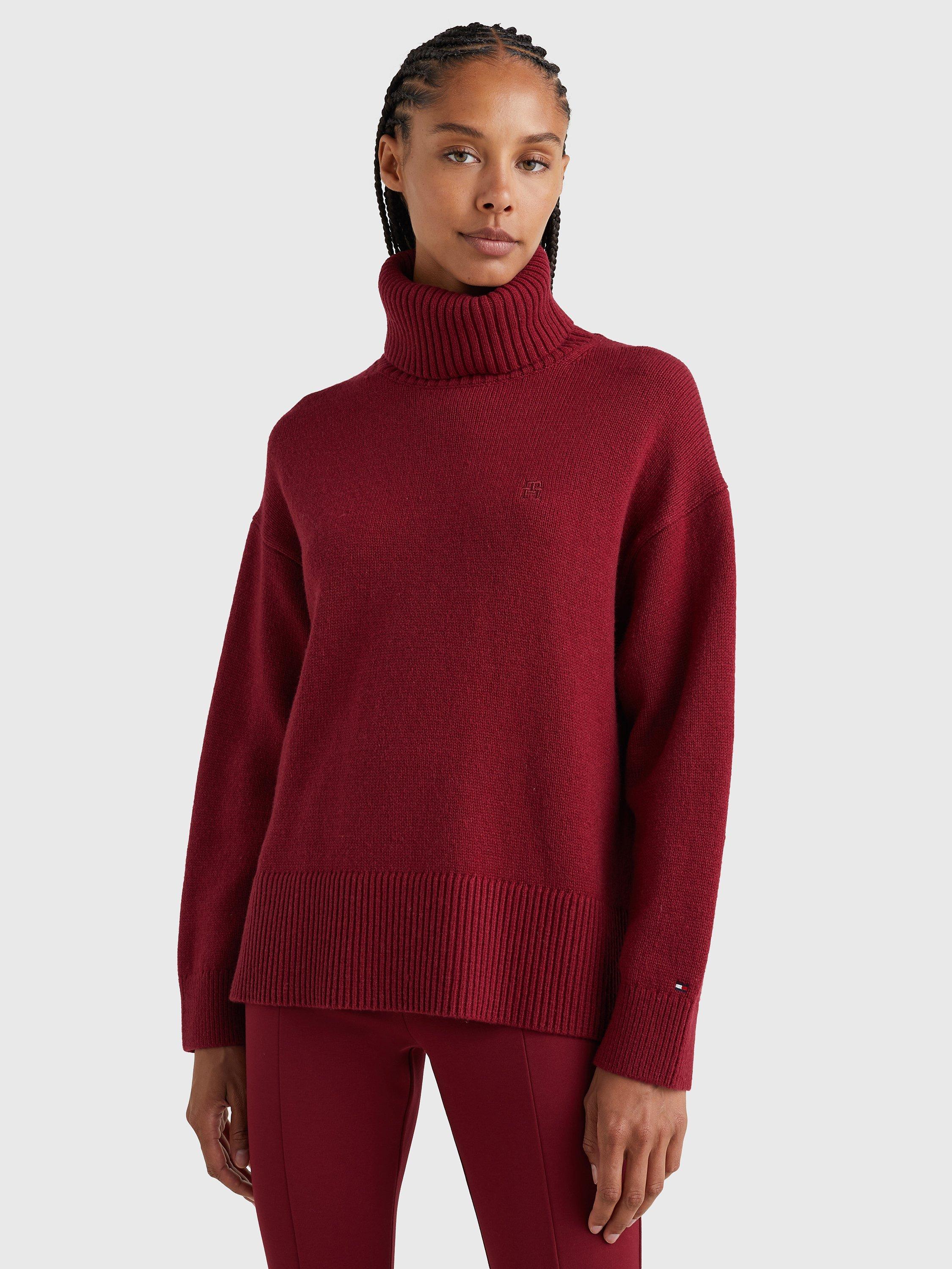 Tommy Hilfiger Wool Blend Roll Neck Jumper, Rouge