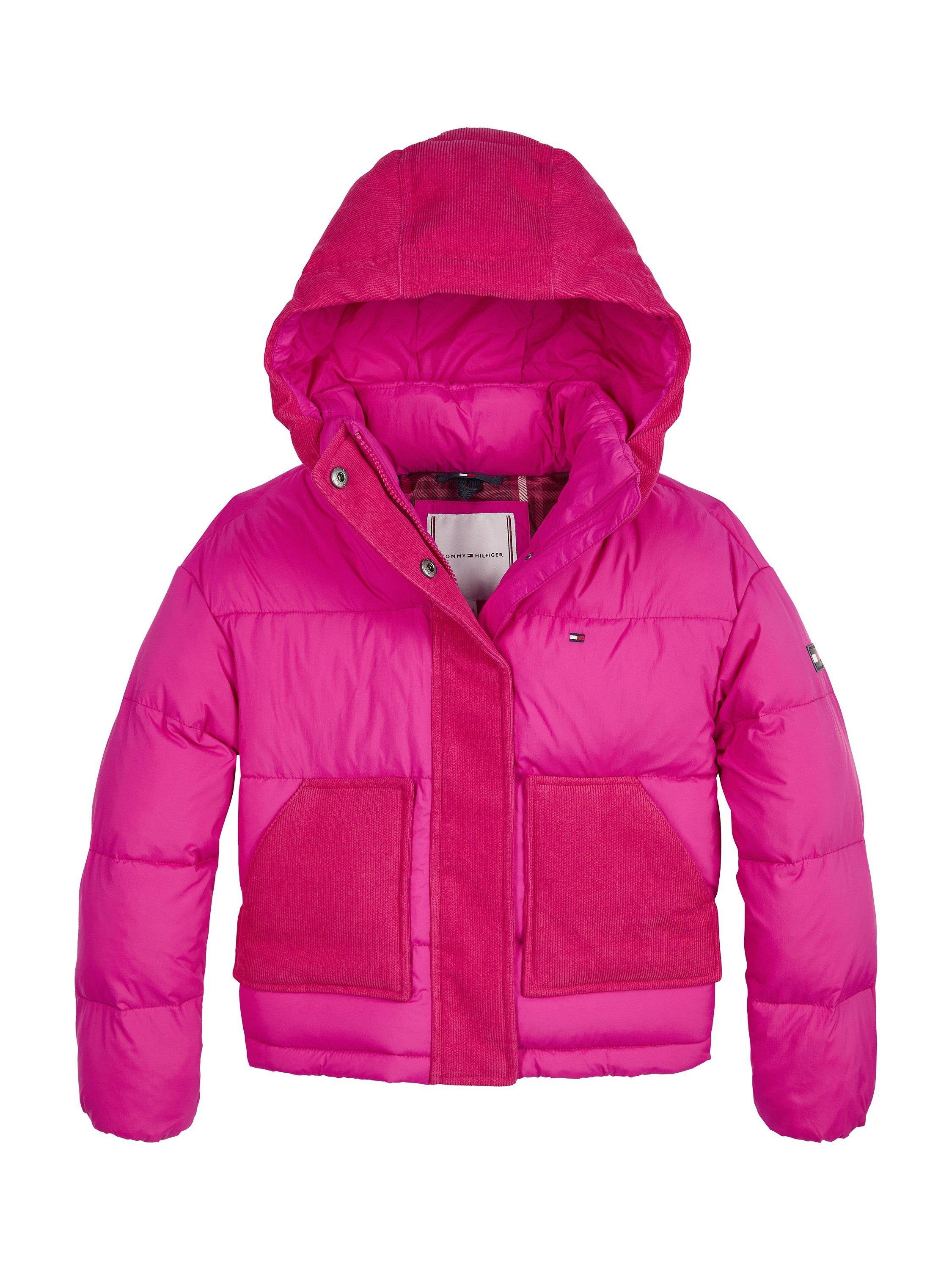 Tommy Hilfiger Kids' Mixed Media Puffer Jacket, Eccentric Magenta