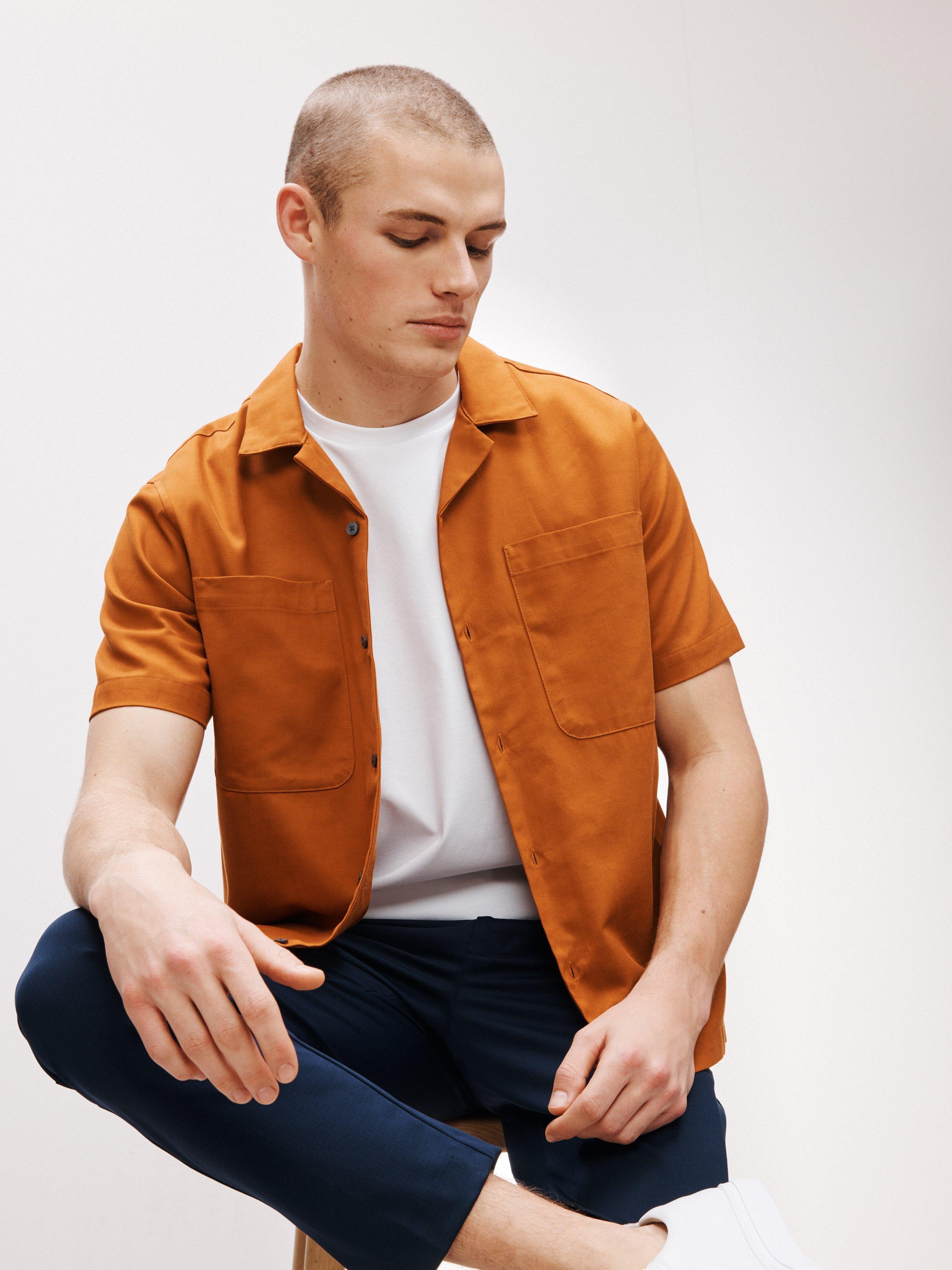 Kin Lyocell Cotton Blend Safari Shirt, Umber, M