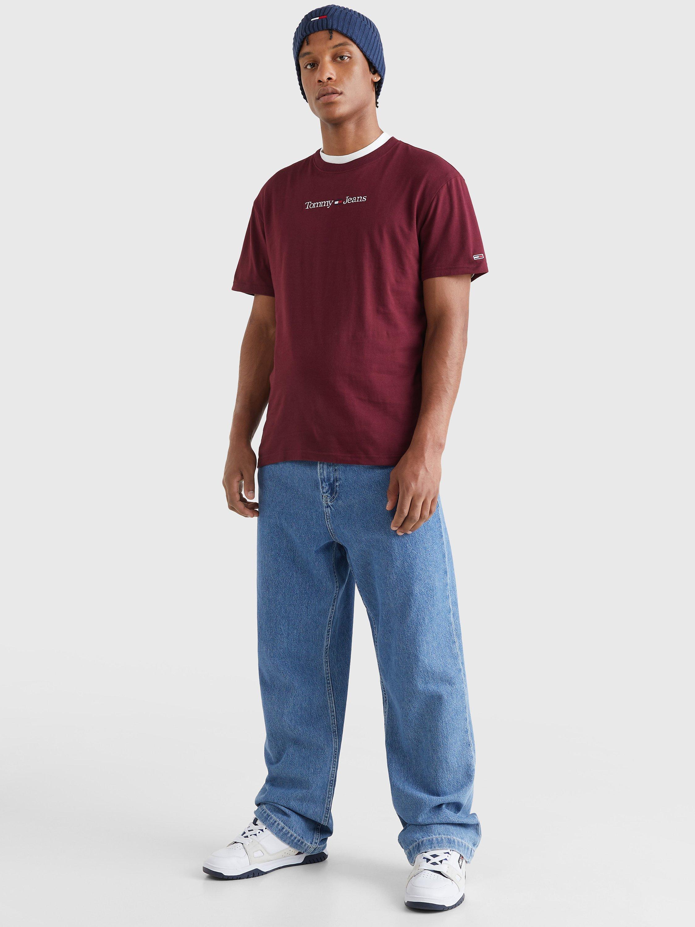 Tommy Jeans Classic Linear Logo T-Shirt, Deep Rouge, M