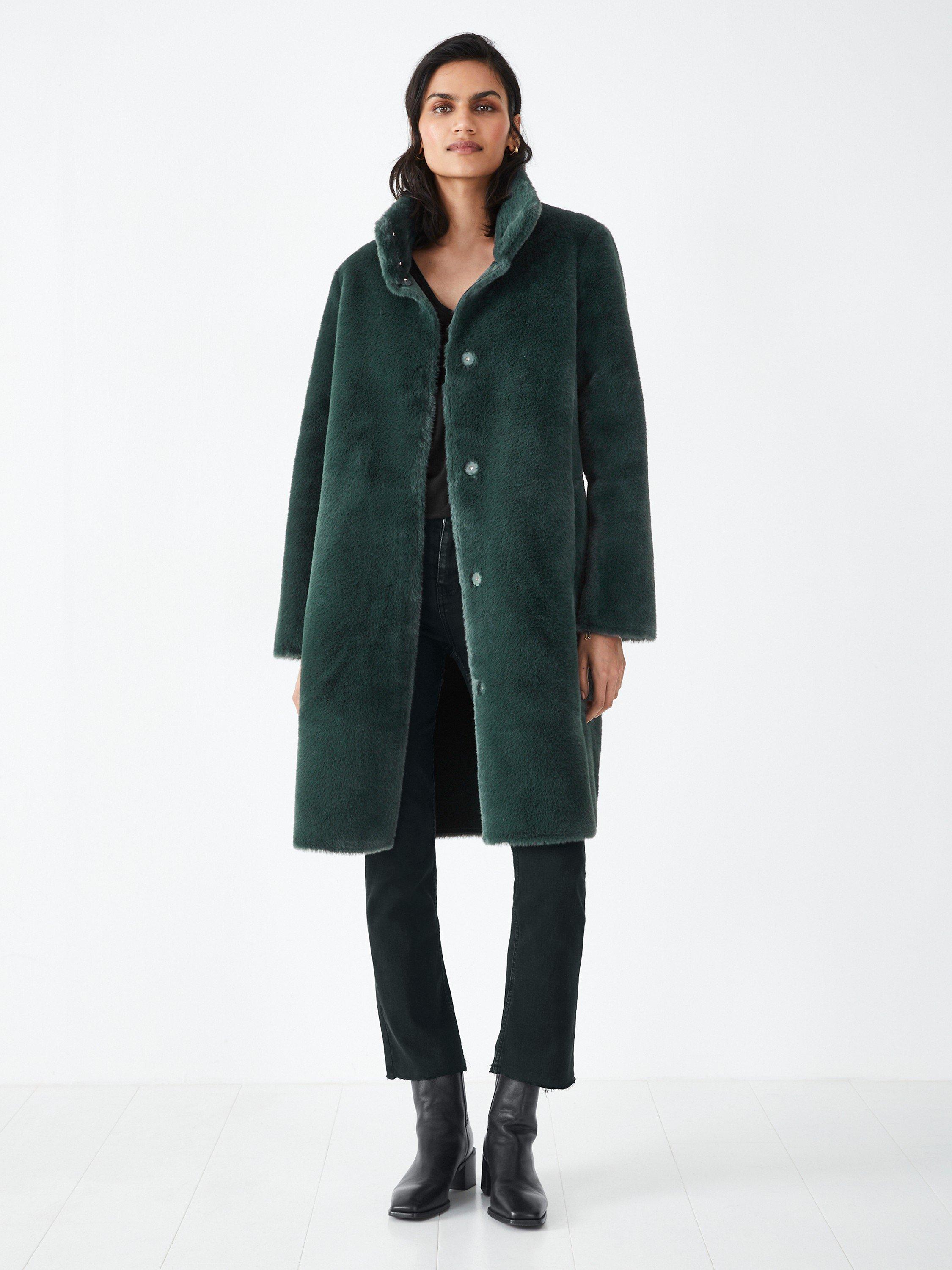 HUSH Ella Faux Fur Coat, Evergreen