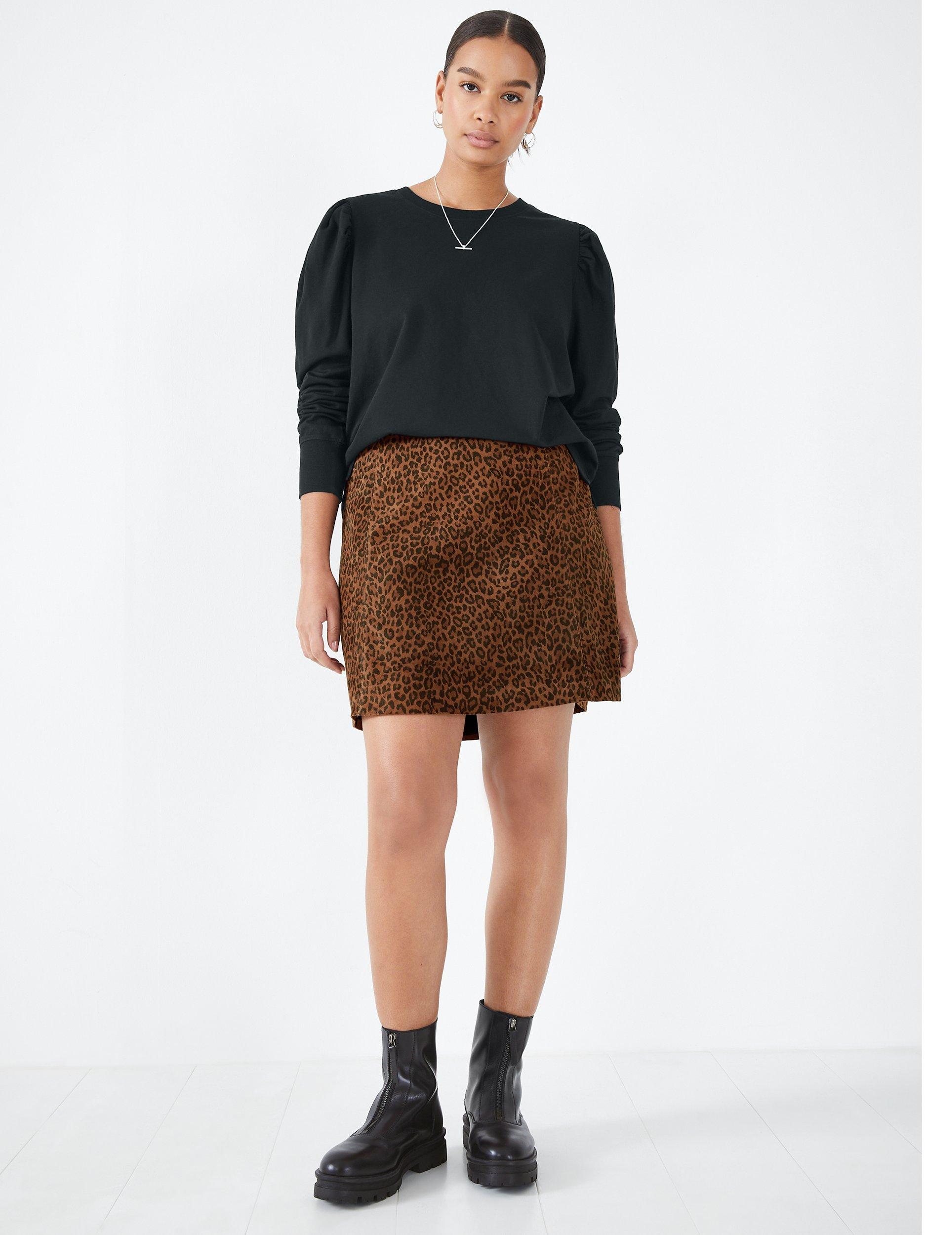 HUSH Elekta Leather Animal Print Mini Skirt, Brown