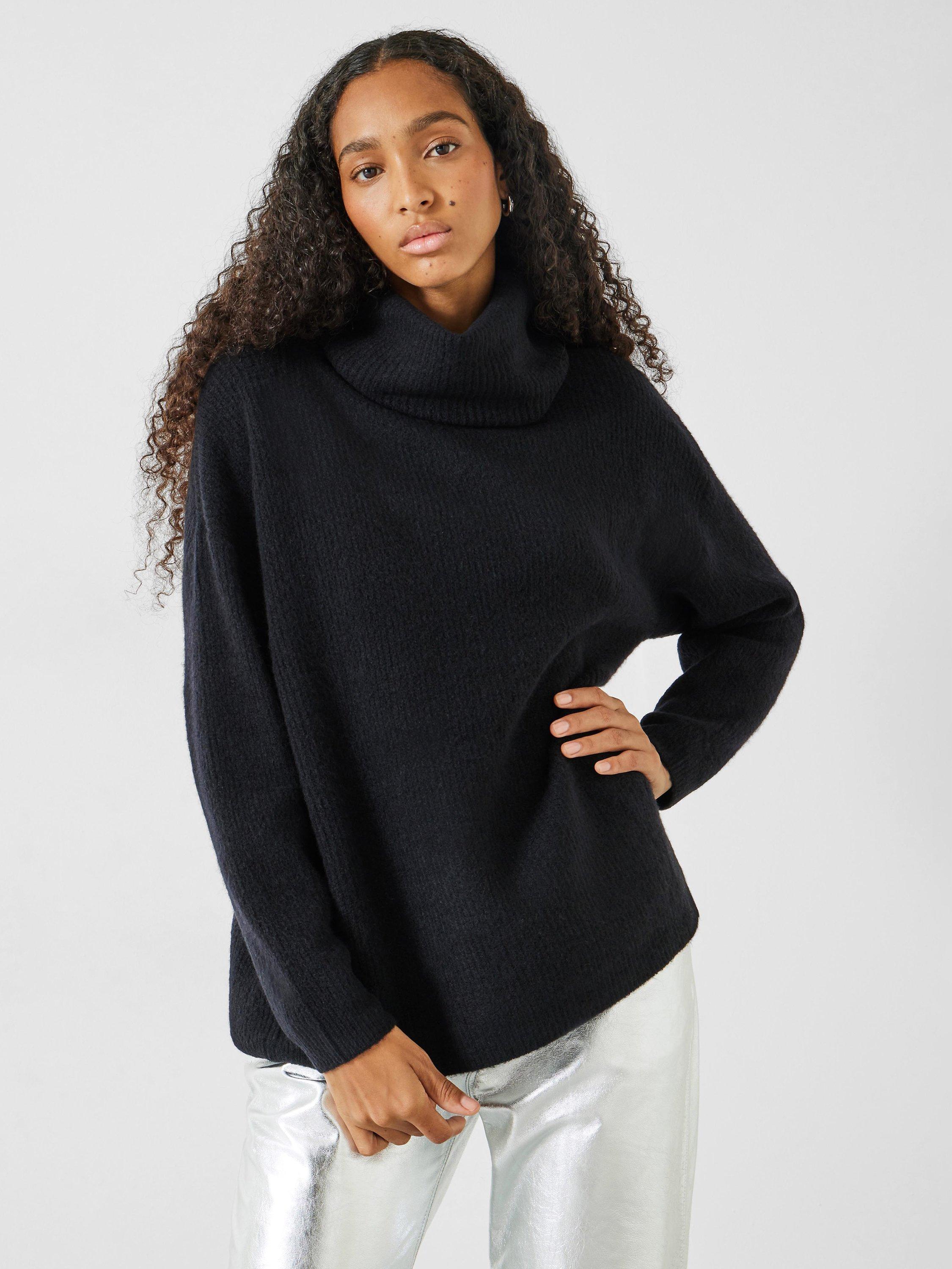 HUSH Meryl Rib Knit Roll Neck Jumper Black