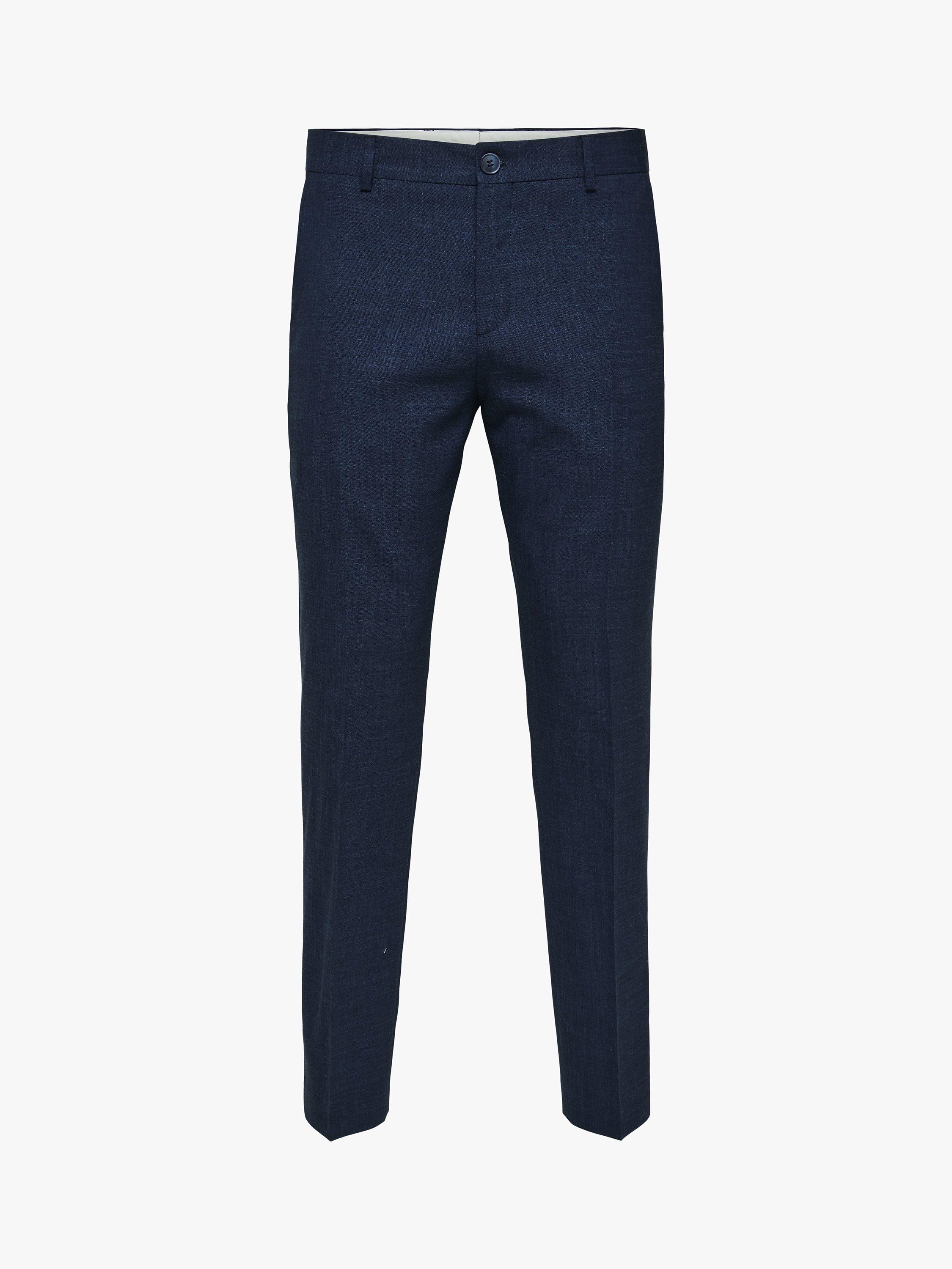 SELECTED HOMME Slim Fit Linen Blend Trousers, Dark Navy