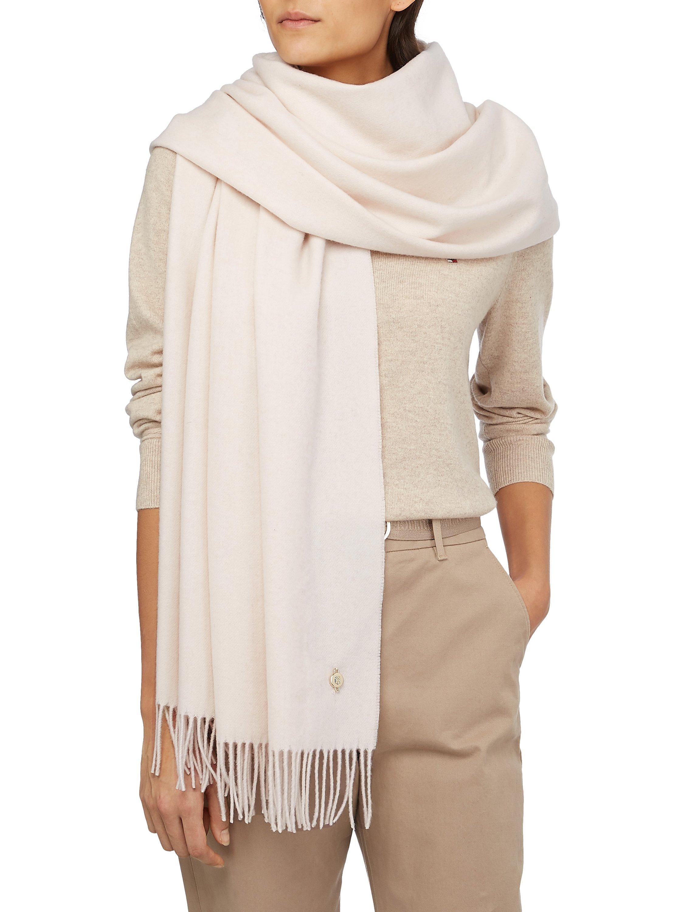 Product image 1 of 2, which shows Tommy Hilfiger Elevated Wool Scarf, Ivory, One Size