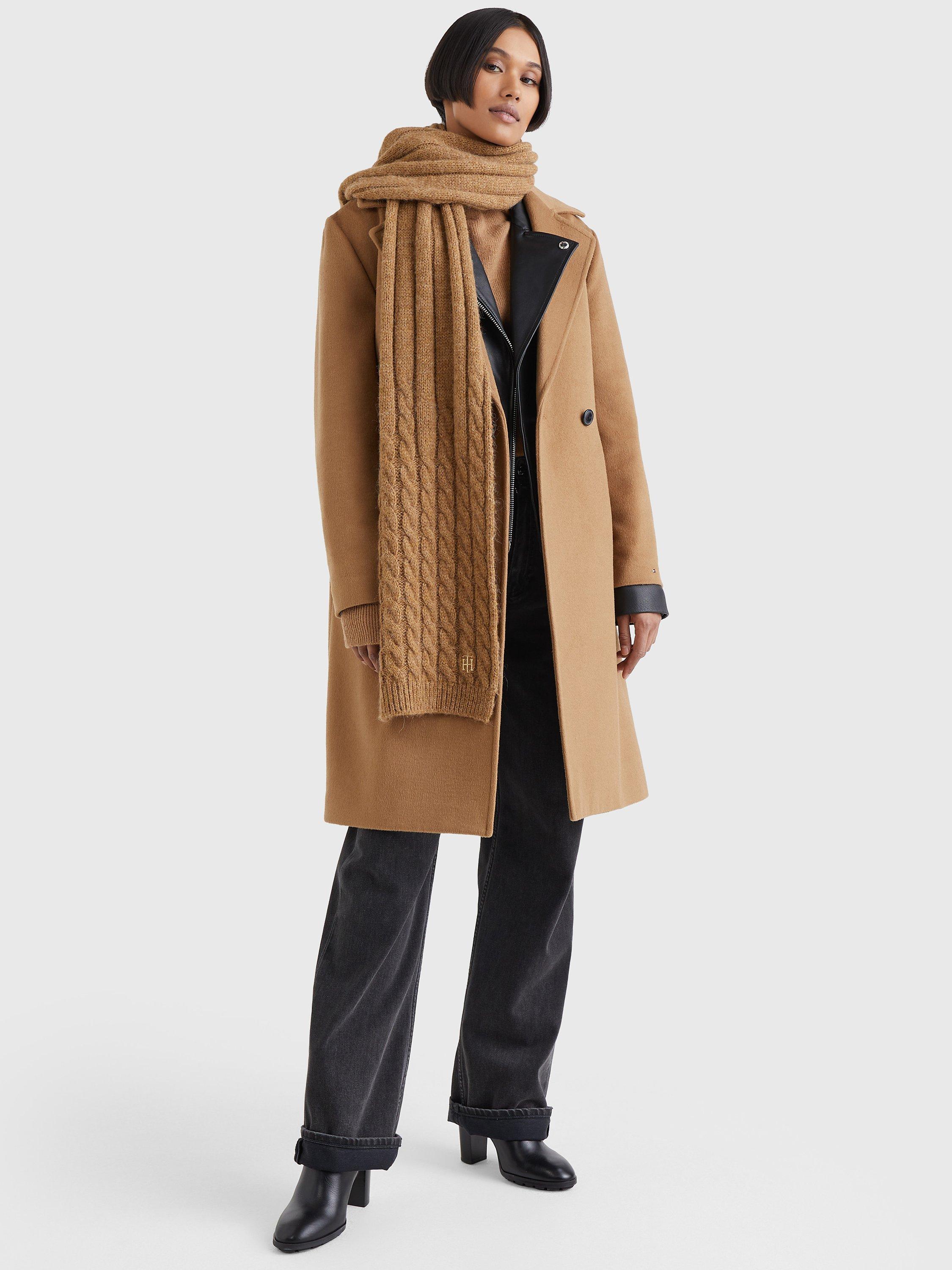 Tommy Hilfiger Timeless Cable Knit Scarf, Countryside Khaki, One Size