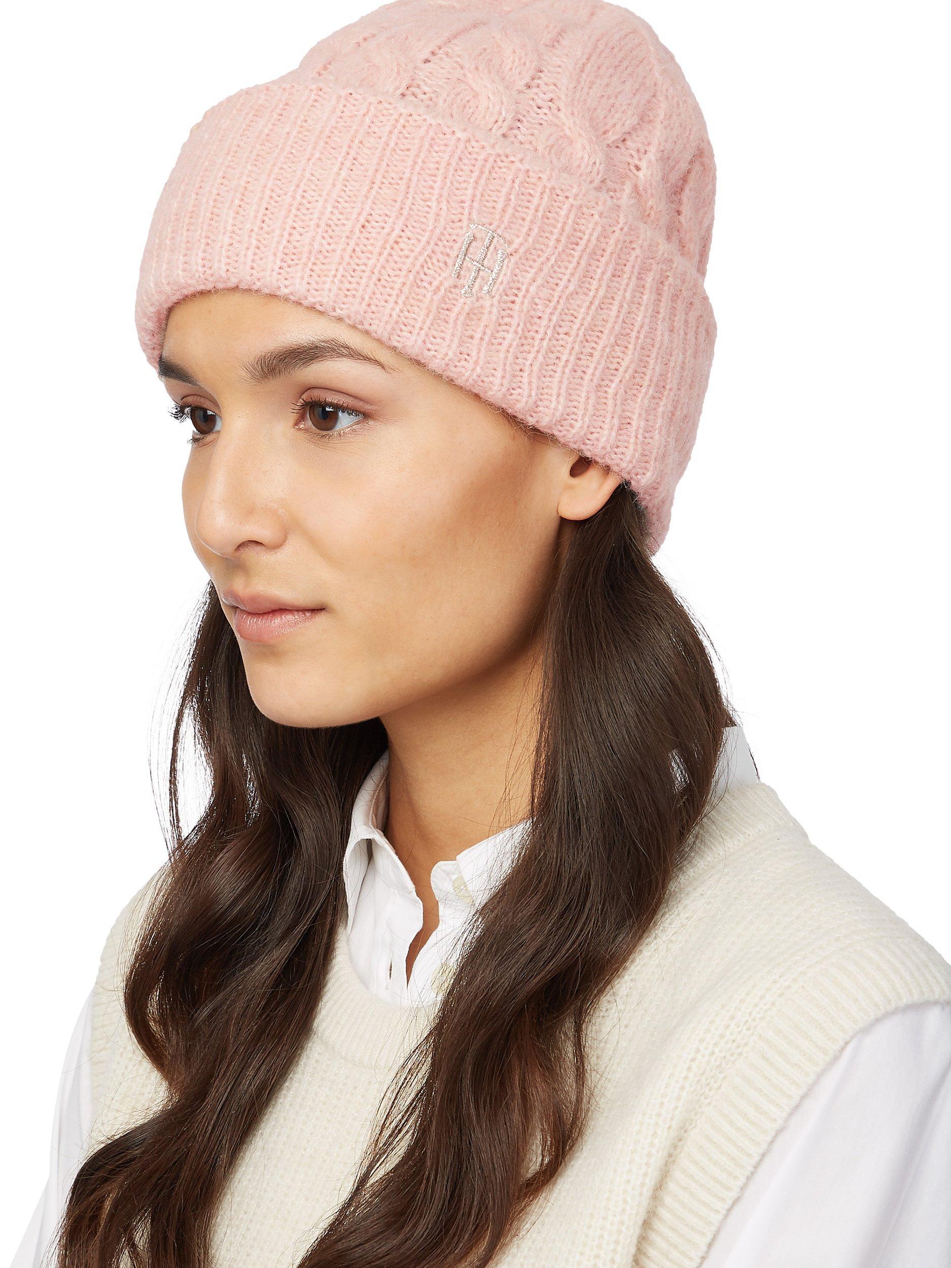 Tommy Hilfiger Timeless Cable Knit Hat, Sepia Pink, One Size
