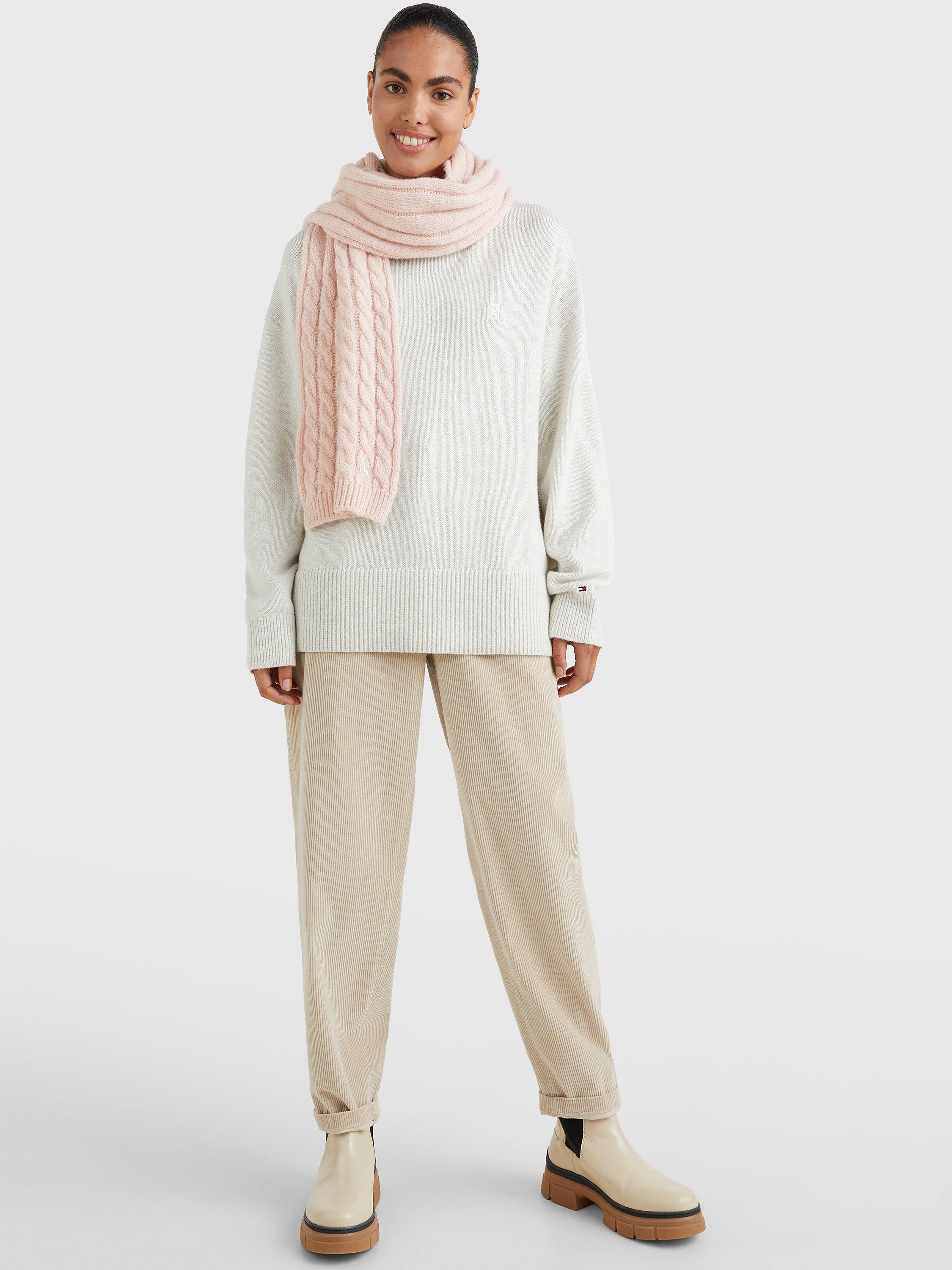 Tommy Hilfiger Timeless Cable Knit Scarf, Sepia Pink, One Size