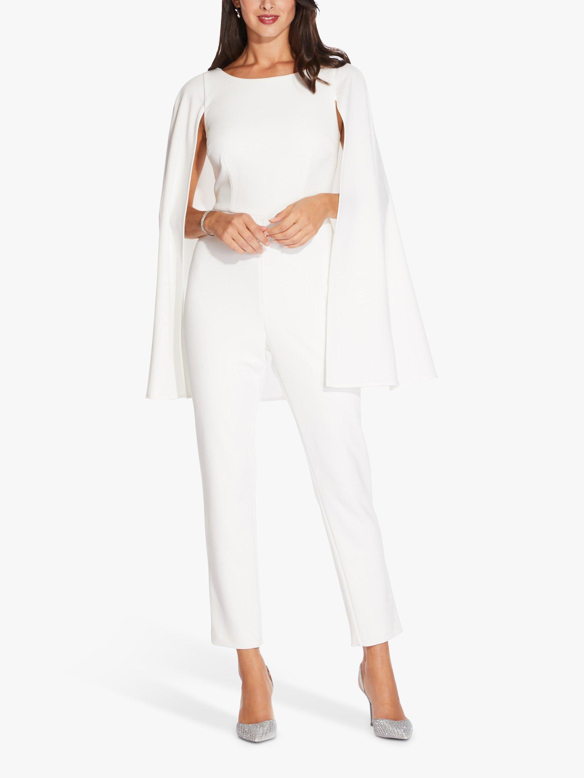 Adrianna Papell Knit Crepe Cape Jumpsuit Ivory