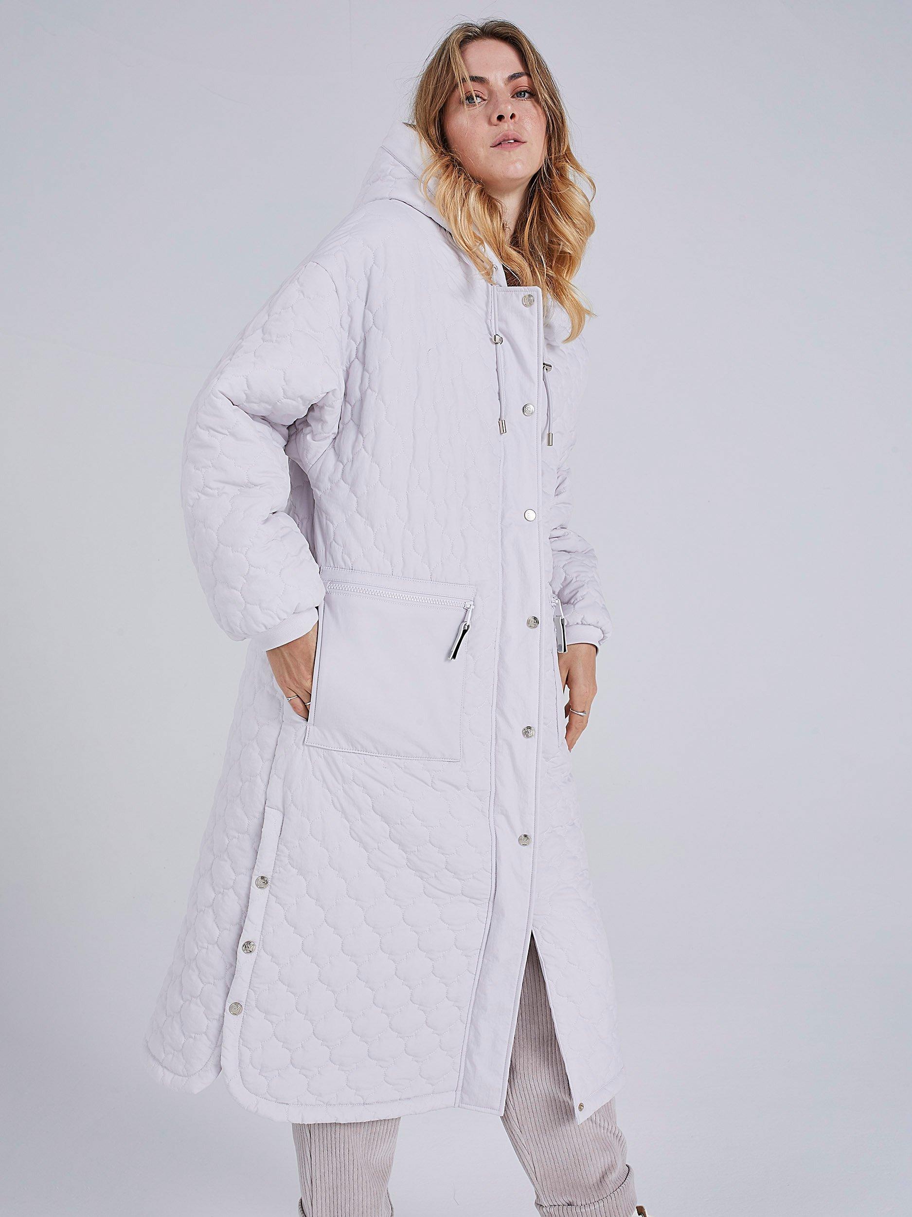 Cape Cove Delmare Long Quilted Coat, Neutral