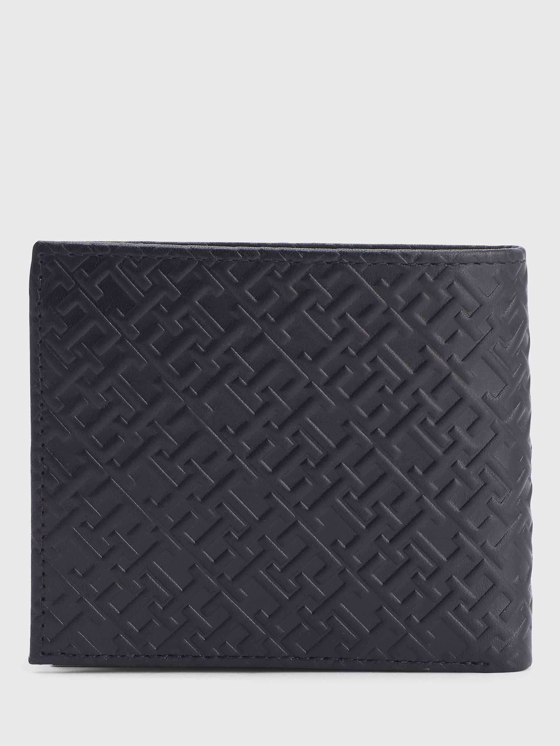 Tommy Hilfiger Monogram Embossed Leather Bifold Wallet, Black