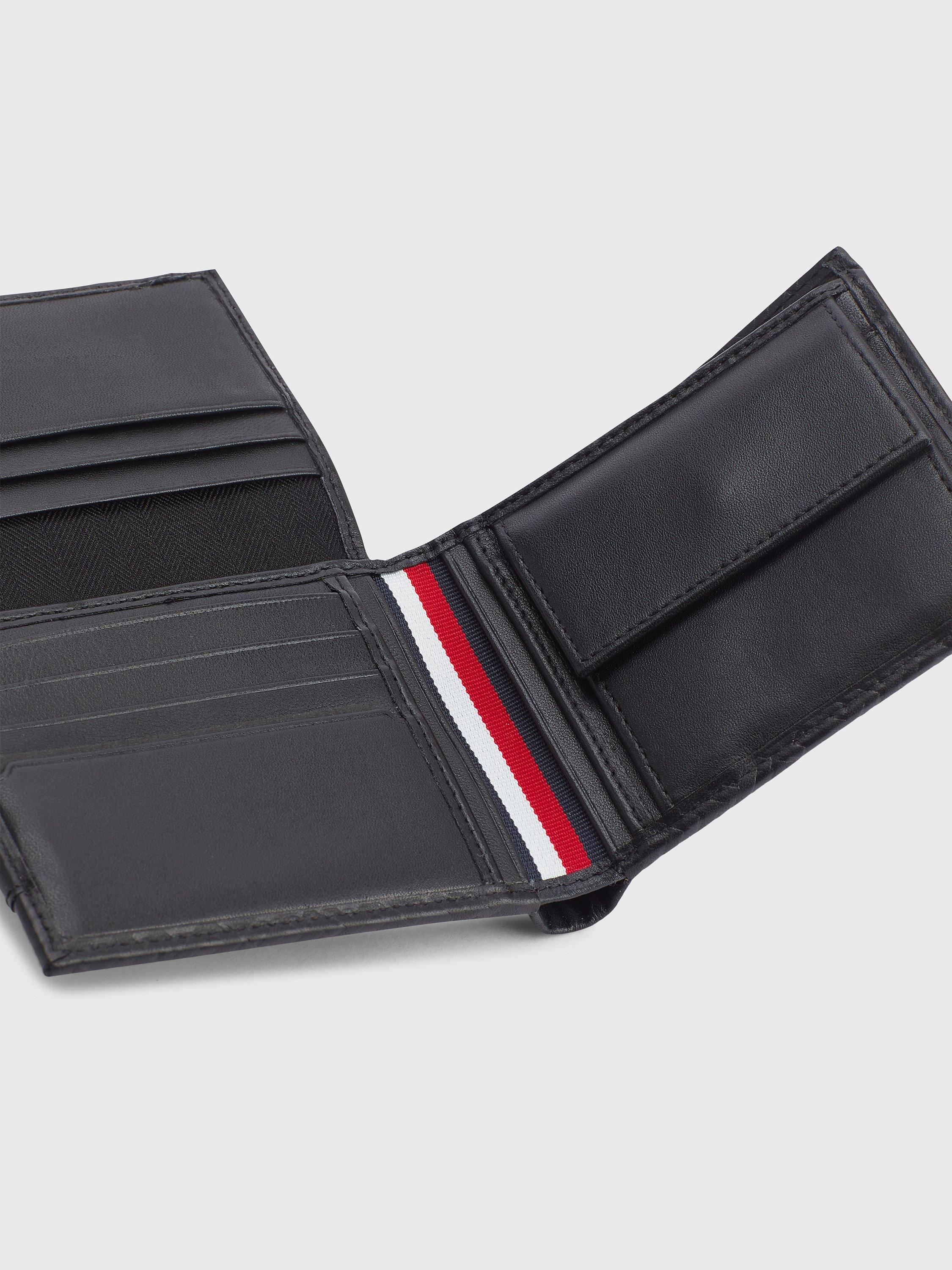 Tommy Hilfiger Monogram Embossed Leather Bifold Wallet, Black