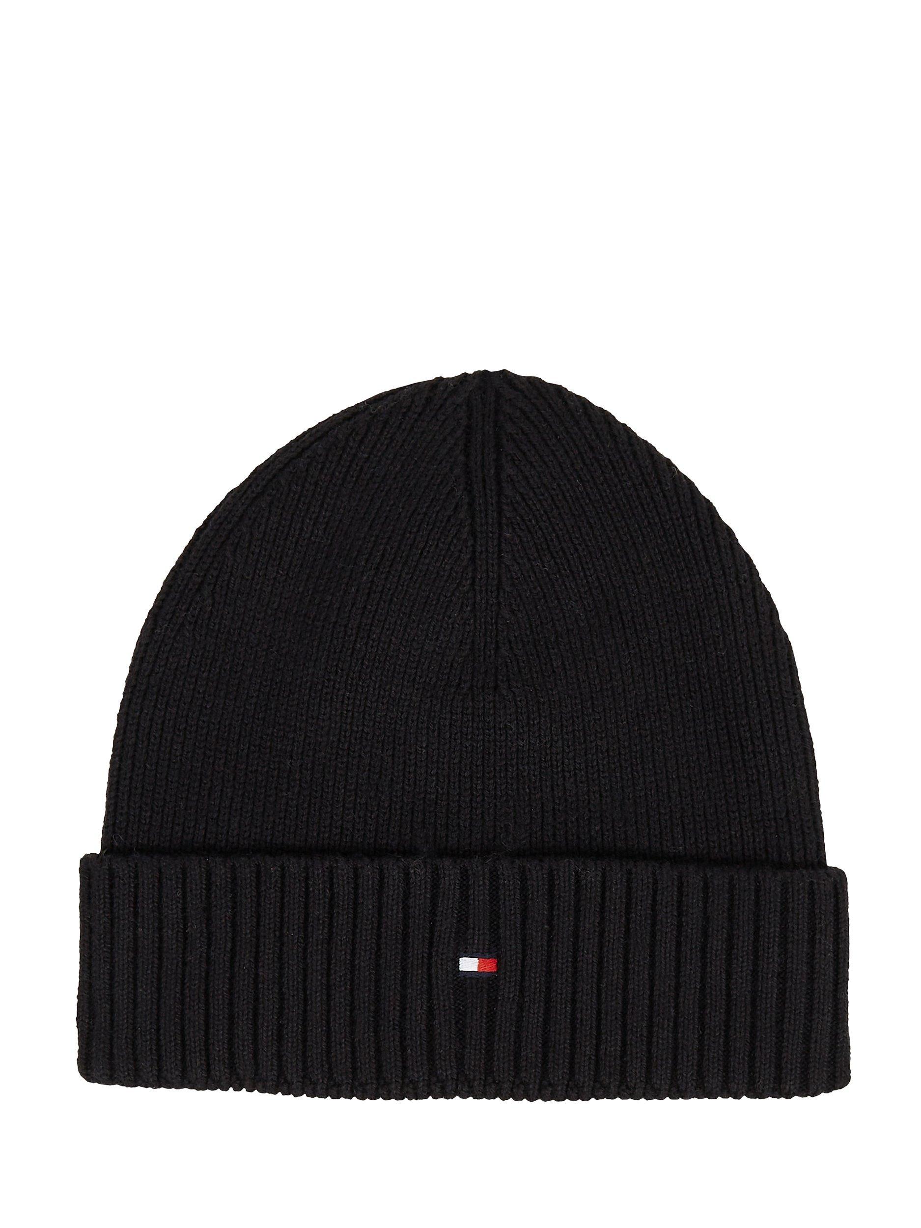 Product image 3 of 3, which shows Tommy Hilfiger Essential Flag Cotton & Cashmere Knit Beanie Hat, Black, One Size