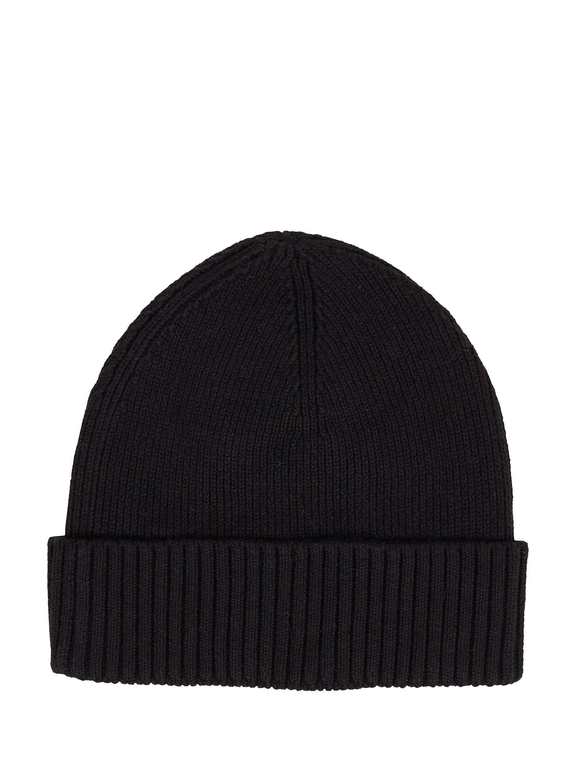 Tommy Hilfiger Essential Flag Cotton & Cashmere Knit Beanie Hat, Black, One Size